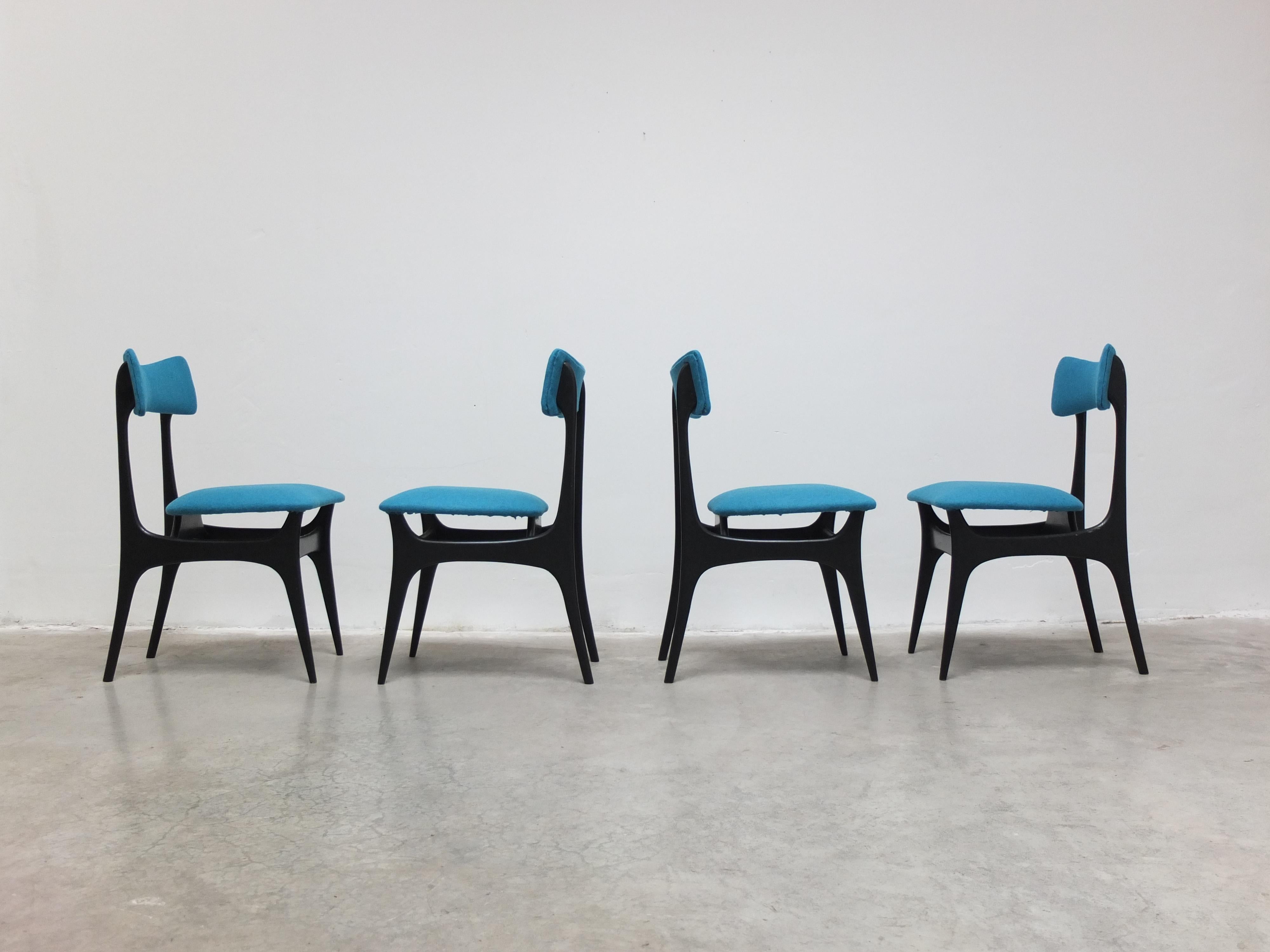 20ième siècle Ensemble de 4 chaises de salle à manger 'S3' par Alfred Hendrickx pour Belform, années 1950 en vente