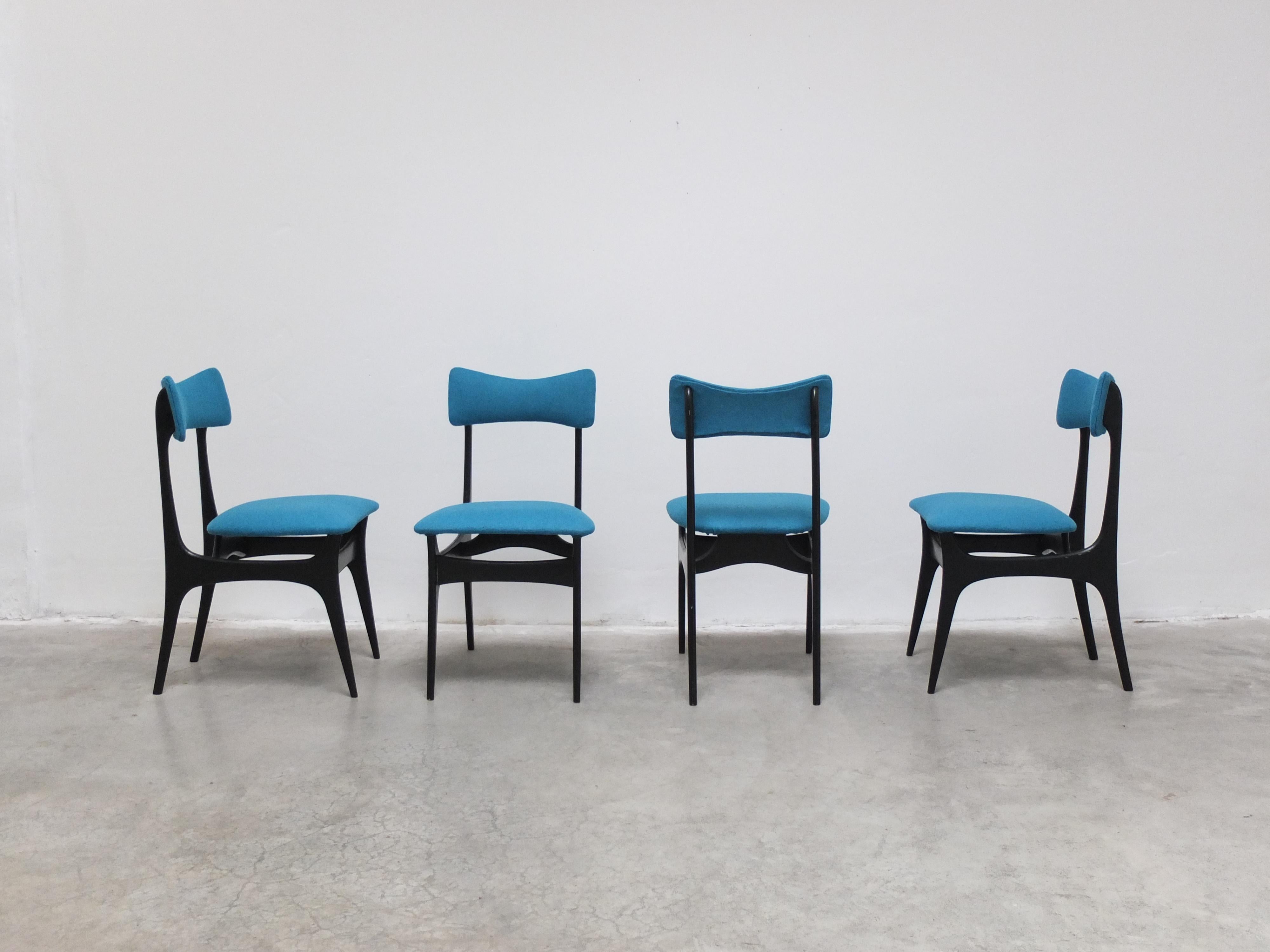Tissu Ensemble de 4 chaises de salle à manger 'S3' par Alfred Hendrickx pour Belform, années 1950 en vente
