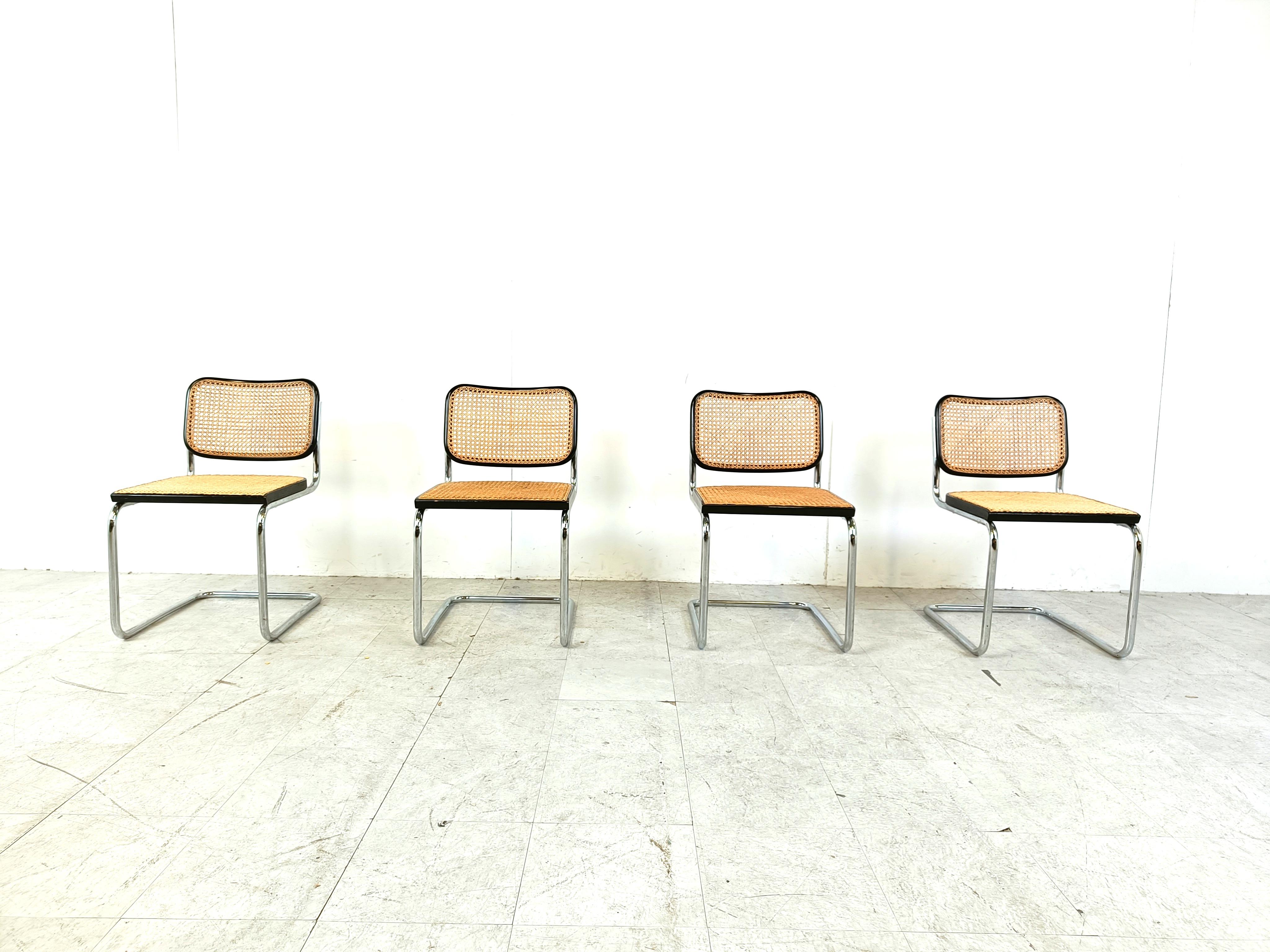 Italian Set of 4 S32 dining chairs by Marcel Breuer for Gavina, 1970s