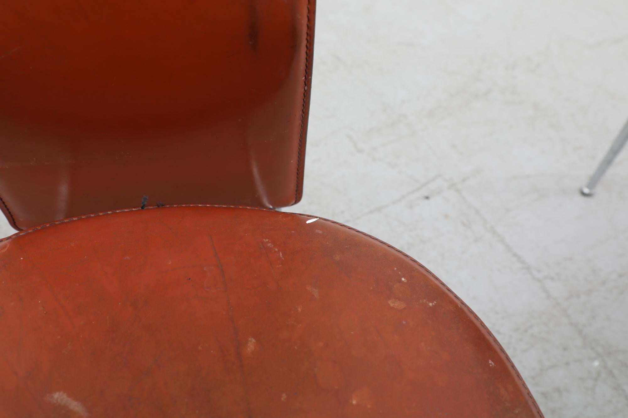 Ensemble de 4 chaises S44 à haut dossier en cuir cognac de Vegni & Gualtierotti pour Fasem en vente 3