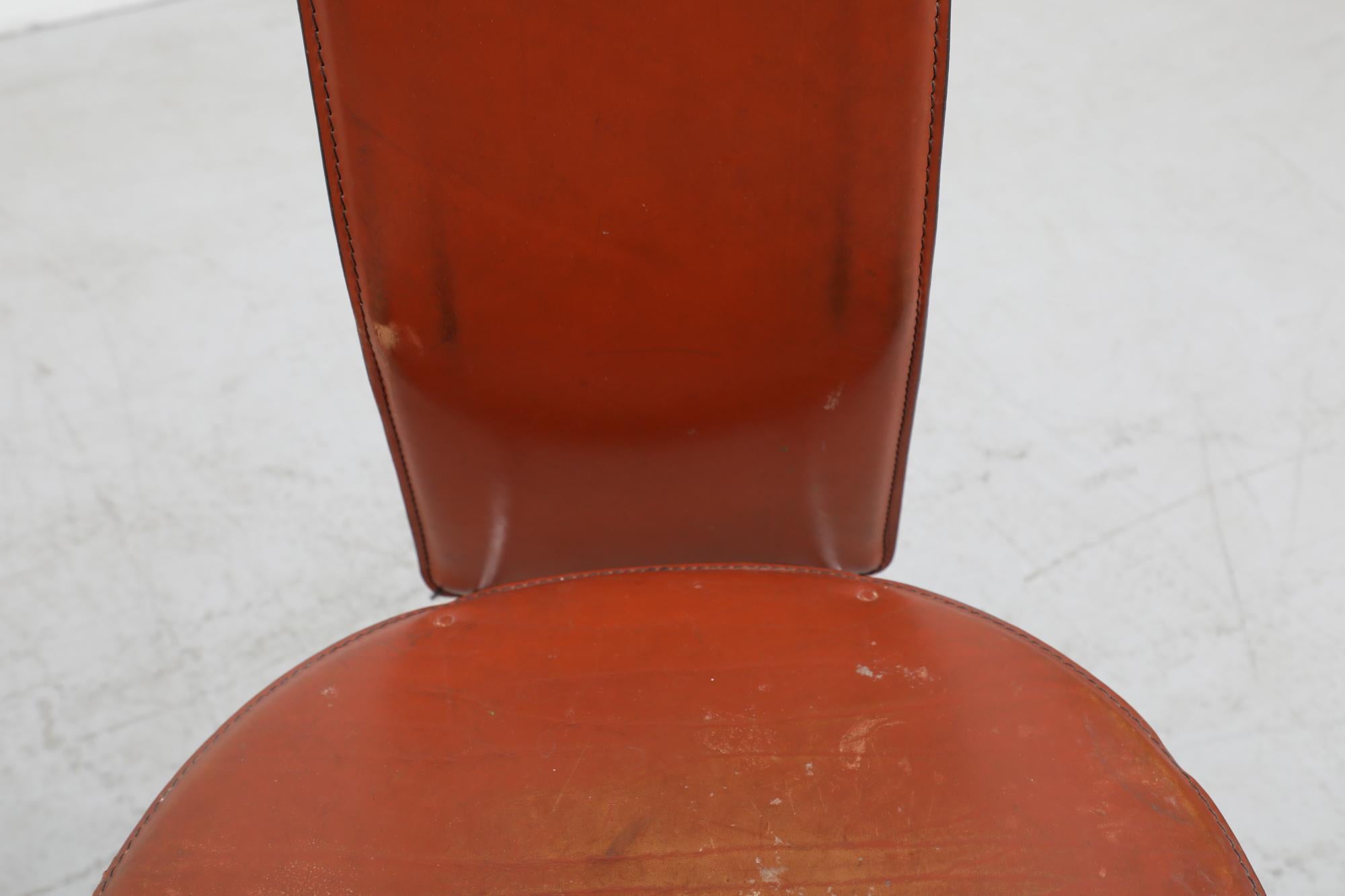 Set of 4 'S44' High Back Cognac Leather Chairs by Vegni & Gualtierotti for Fasem For Sale 4