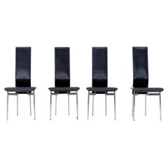 Ensemble de 4 chaises S44 en cuir et chrome de Gualtierotti and Vegni