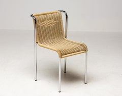Set of 4 S5 Dining Chairs by Gabriele Mucchi, Italy, Chrome and Rope, 1980