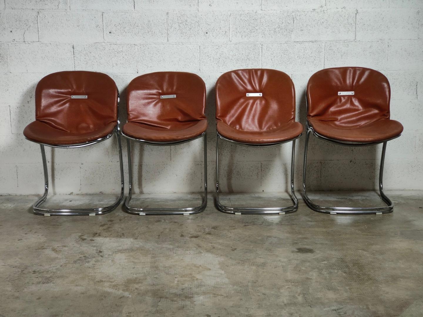 Mid-Century Modern Set of 4 Sabrina Chairs by Gastone Rinaldi for Rima 70s, Italy