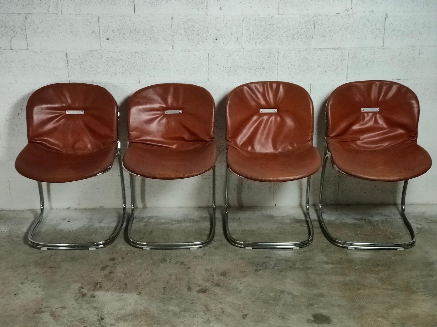 Italian Set of 4 Sabrina Chairs by Gastone Rinaldi for Rima 70s, Italy