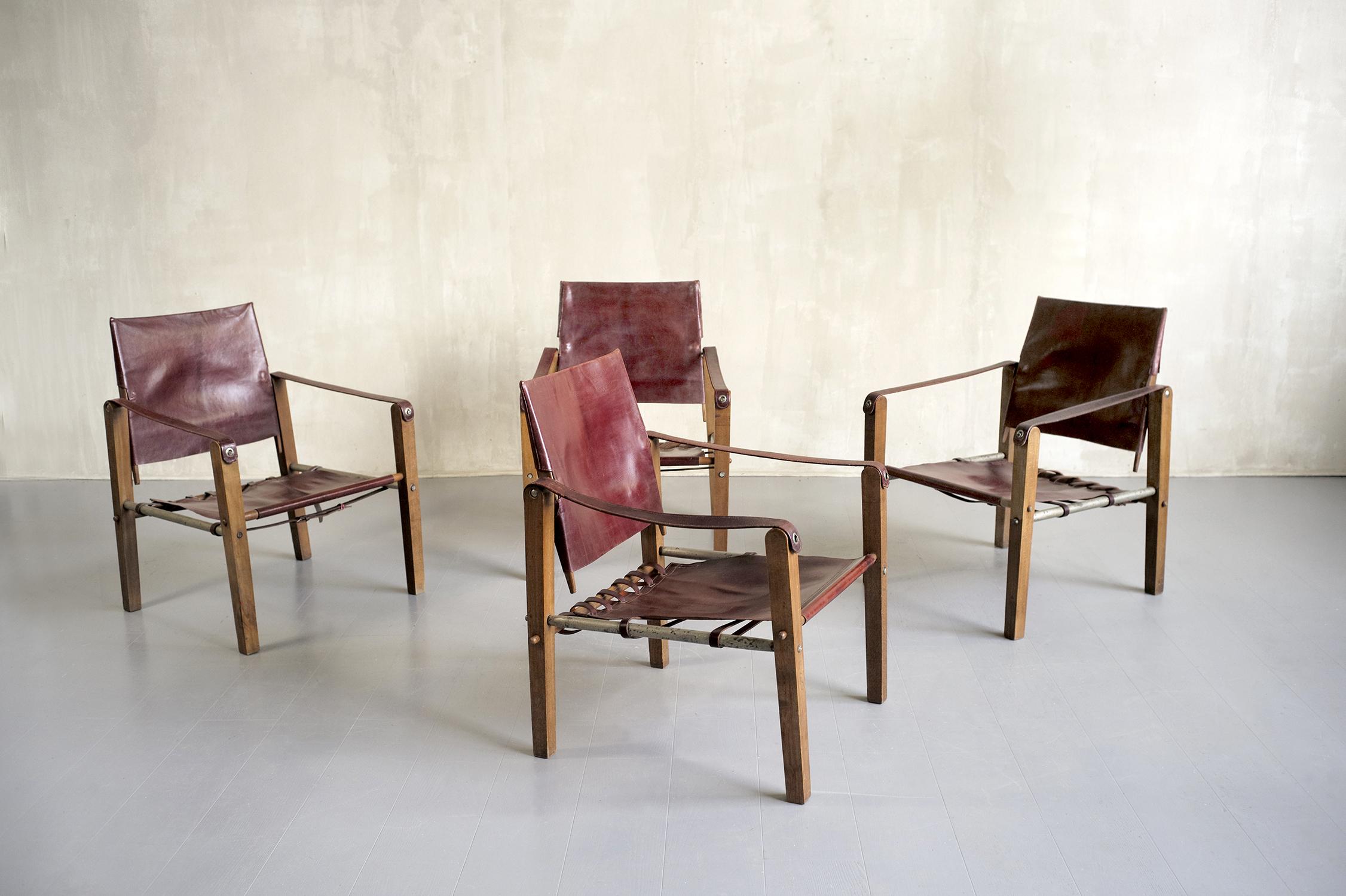 Ensemble de 4 fauteuils « Safari », Sellerie Bouix, 1920 en vente 2