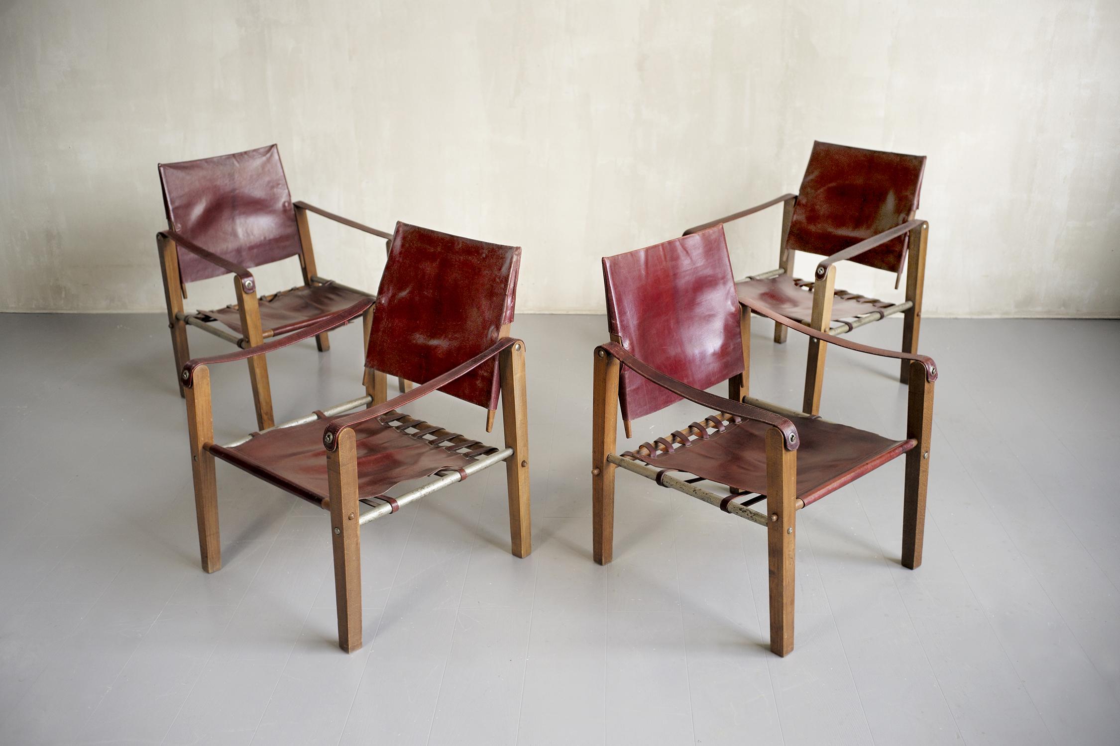 Ensemble de 4 fauteuils « Safari », Sellerie Bouix, 1920 en vente 5