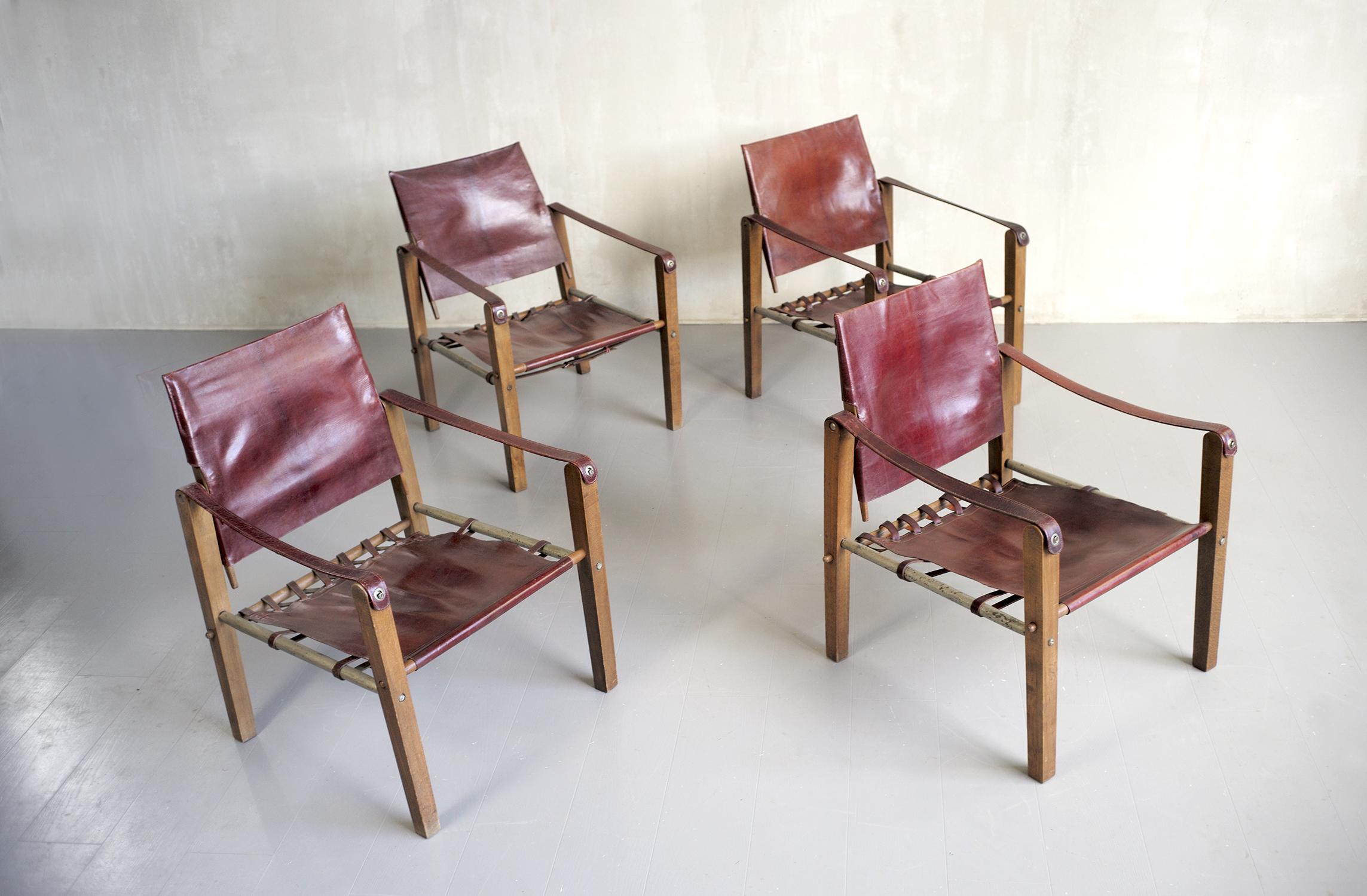 Ensemble de 4 fauteuils « Safari », Sellerie Bouix, 1920 en vente 7