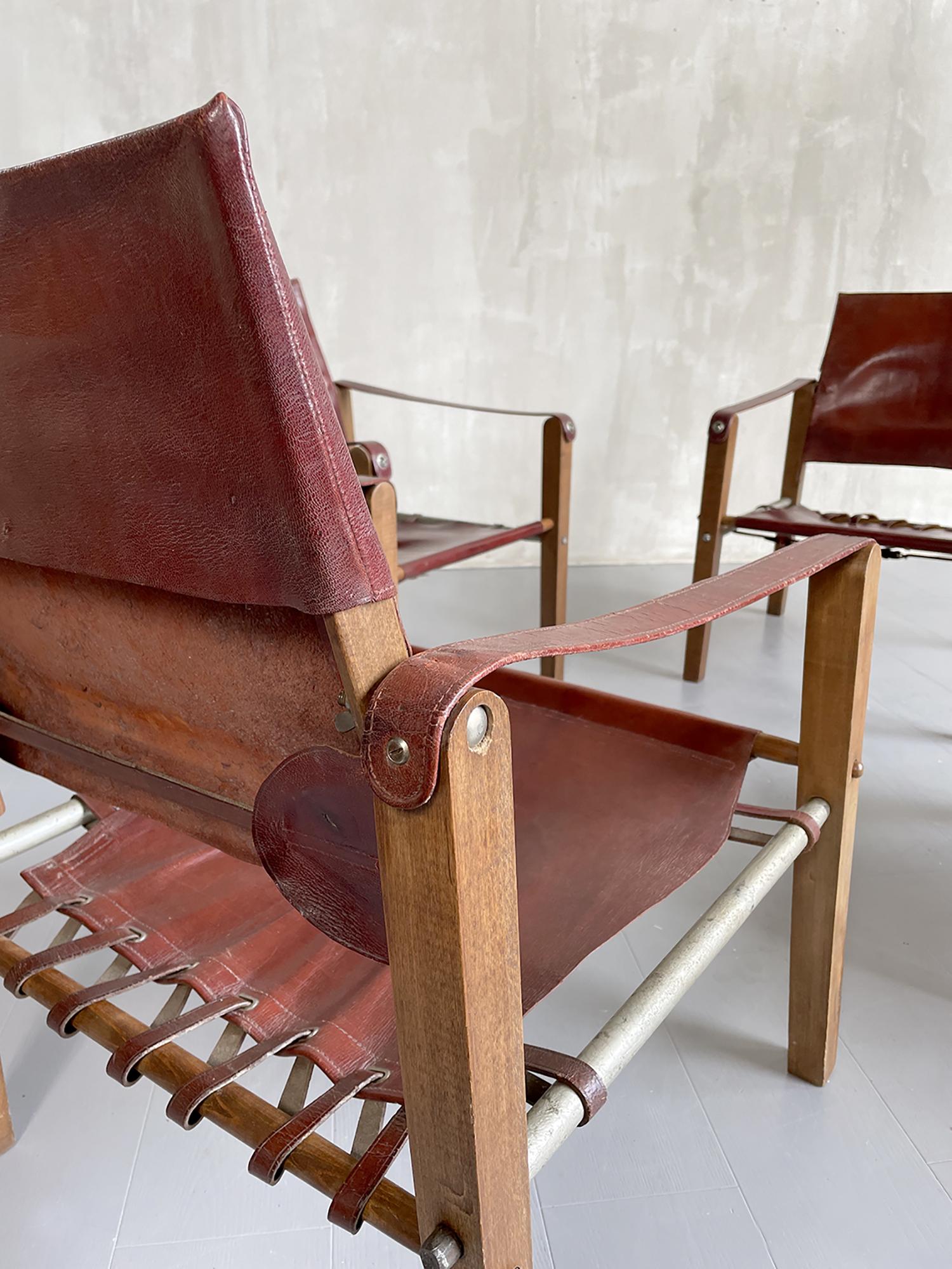 Métal Ensemble de 4 fauteuils « Safari », Sellerie Bouix, 1920 en vente