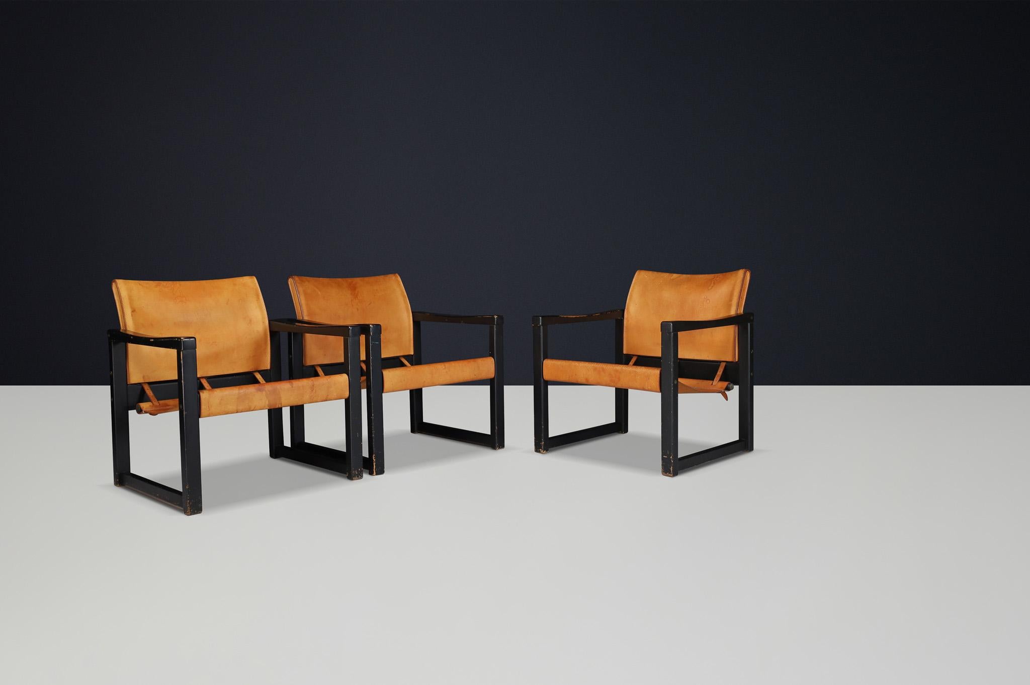 Cuir Ensemble de 4 chaises longues Safari par Karin Mobring pour Ikea - Suède, années 1970 en vente