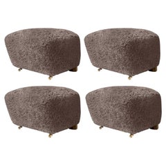 Set di 4 pouf in pelle di pecora Sahara Smoked Oak the Tired Man di By Lassen