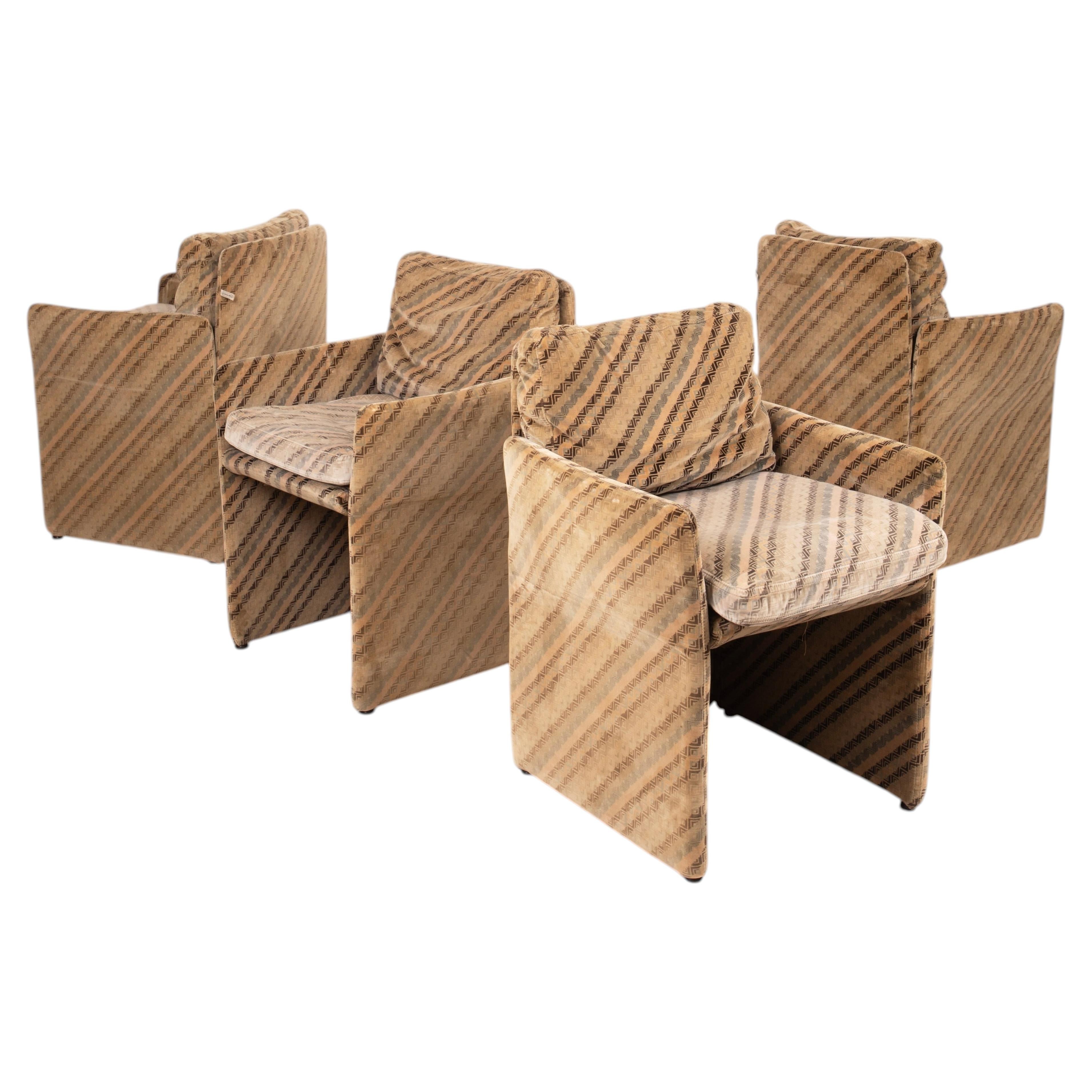 Set of 4 Salpol Armchairs by Angelo Mazzola in collaboration with Missoni in vendita