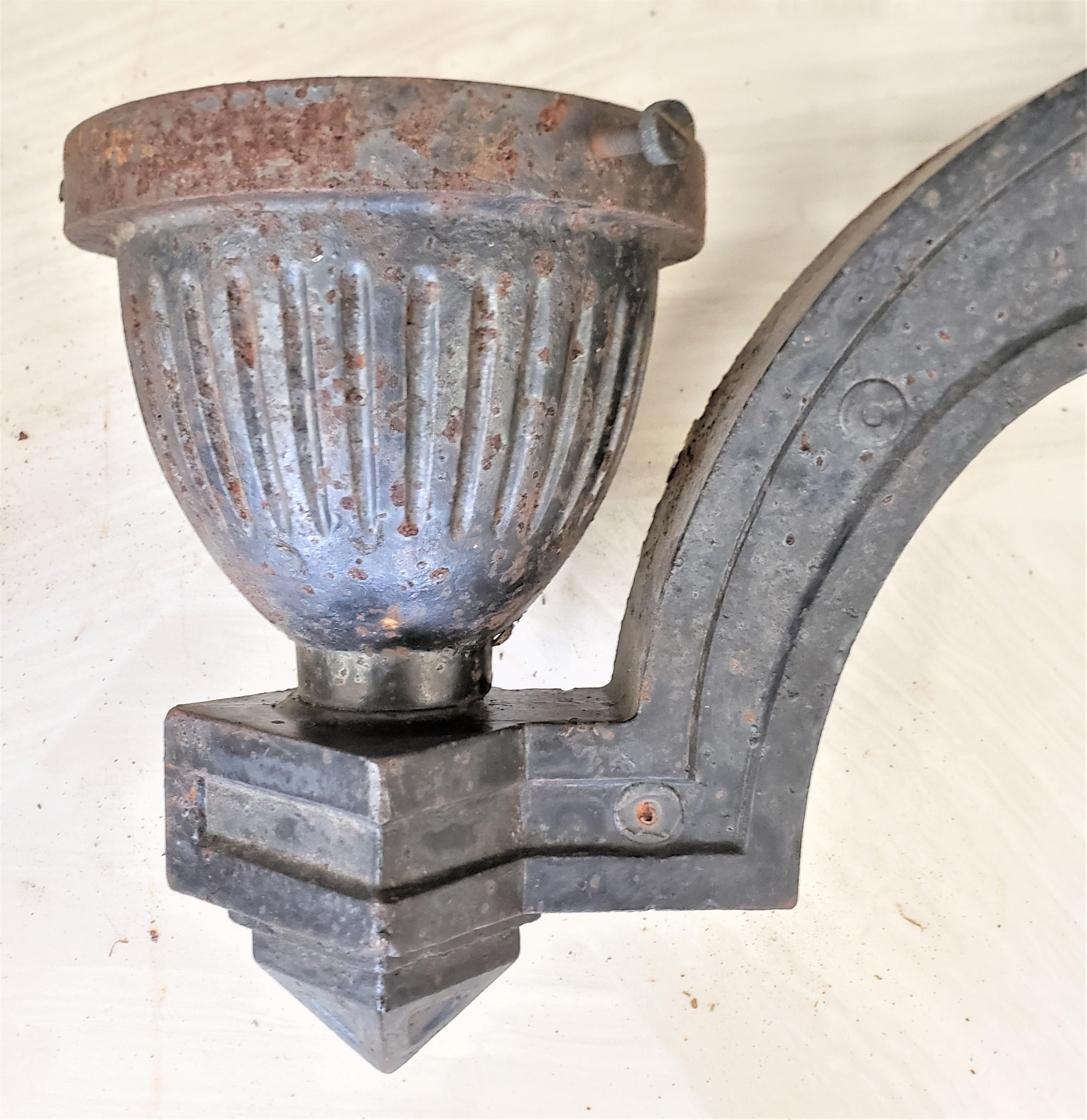 Set of 4 Salvaged Art Deco Heavy Cast Iron Architectural Outdoor Wall Sconces 2