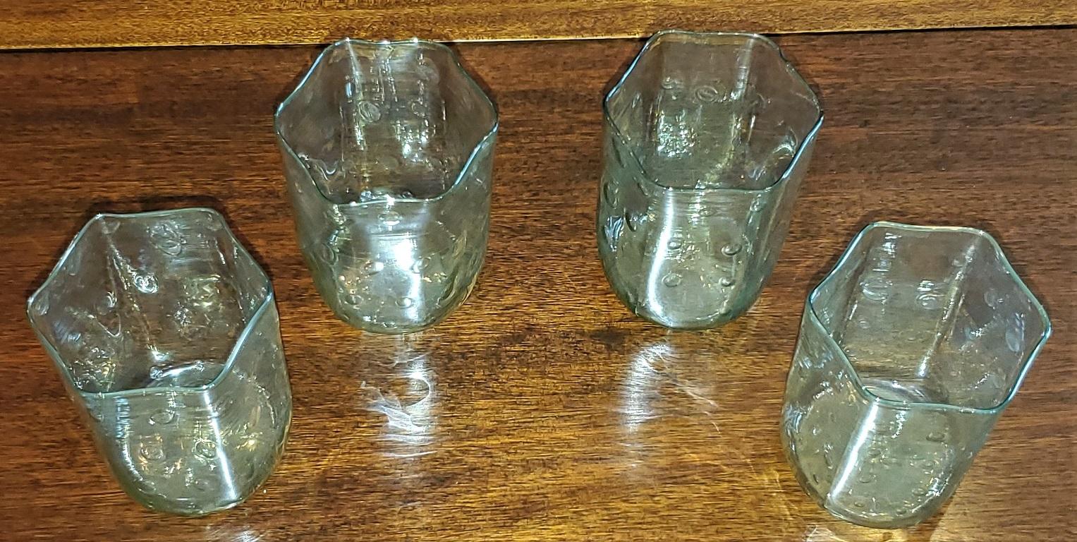 Presenting a gorgeous set of 4 Salviati Venetian glass hexagonal tumblers.

Made in Venice, Italy circa 1930 by the World famous Salviati Glassworks. Classically Art Deco pieces.

In near mint condition with no chips or cracks.

Each