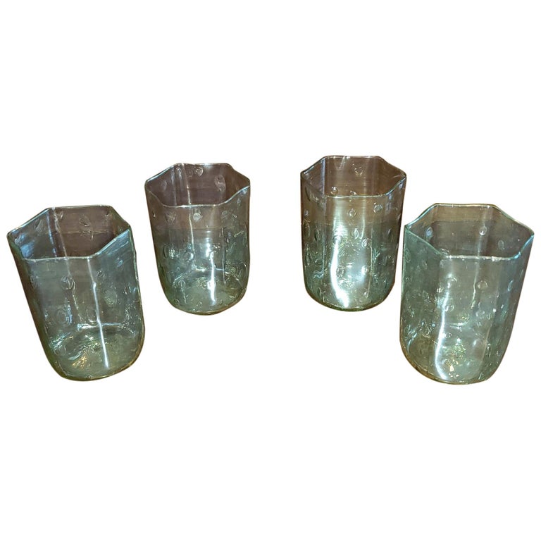 Set of 4 Salviati Venetian Glass Hexagonal Tumblers For Sale