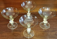Set of 4 Salviati Venetian Swan Flat Champagne Flutes
