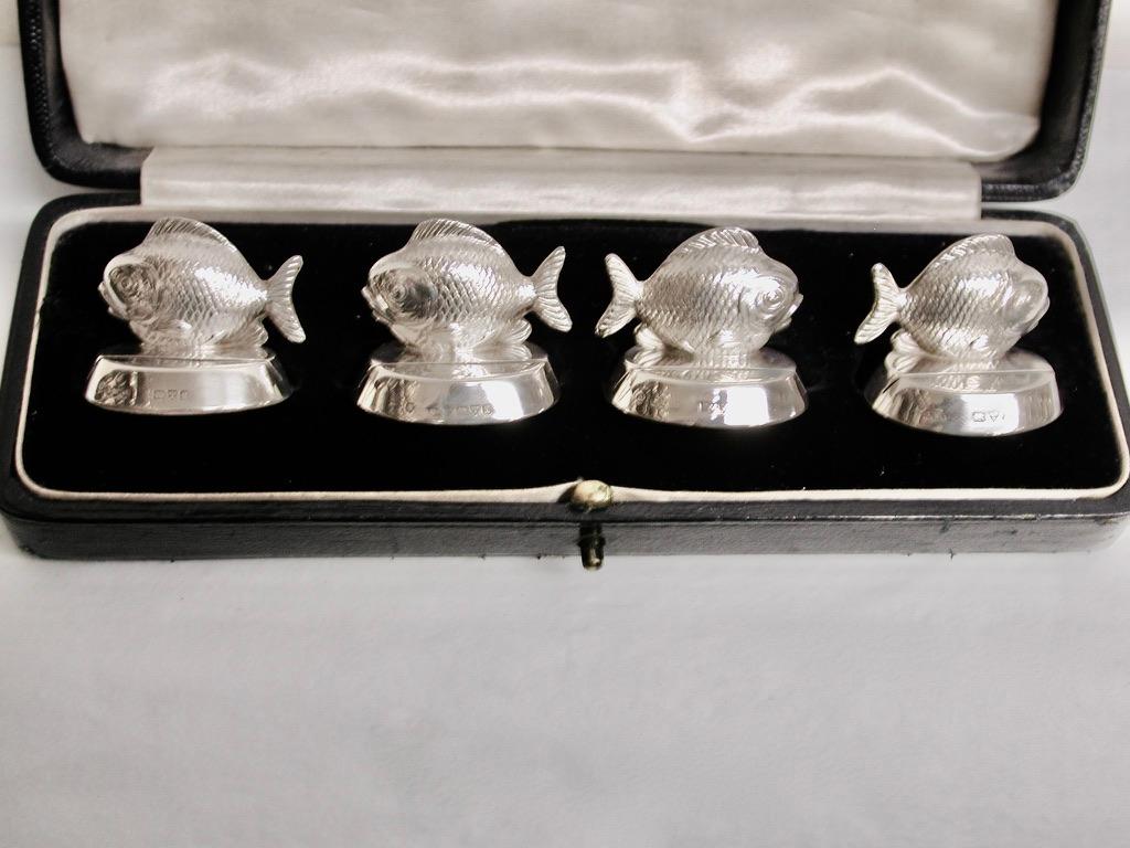 Lote de 4 tarjeteros Samson Mordan Pez de Plata Fechados en 1911 Chester Plata esterlina en venta