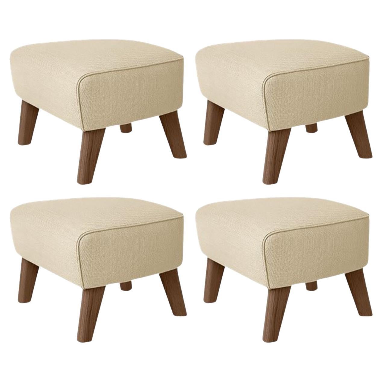 Set of 4 Sand and Smoked Oak Sahco Zero Footstool by Lassen For Sale