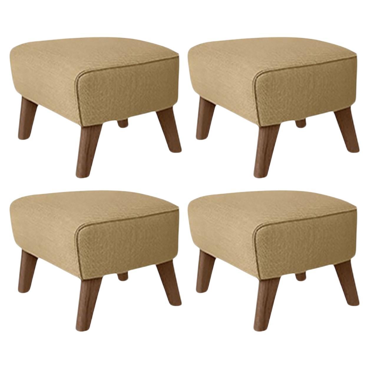 Set of 4 Sand, Smoked Oak Raf Simons Vidar 3 My Own Chair Footstool by Lassen For Sale