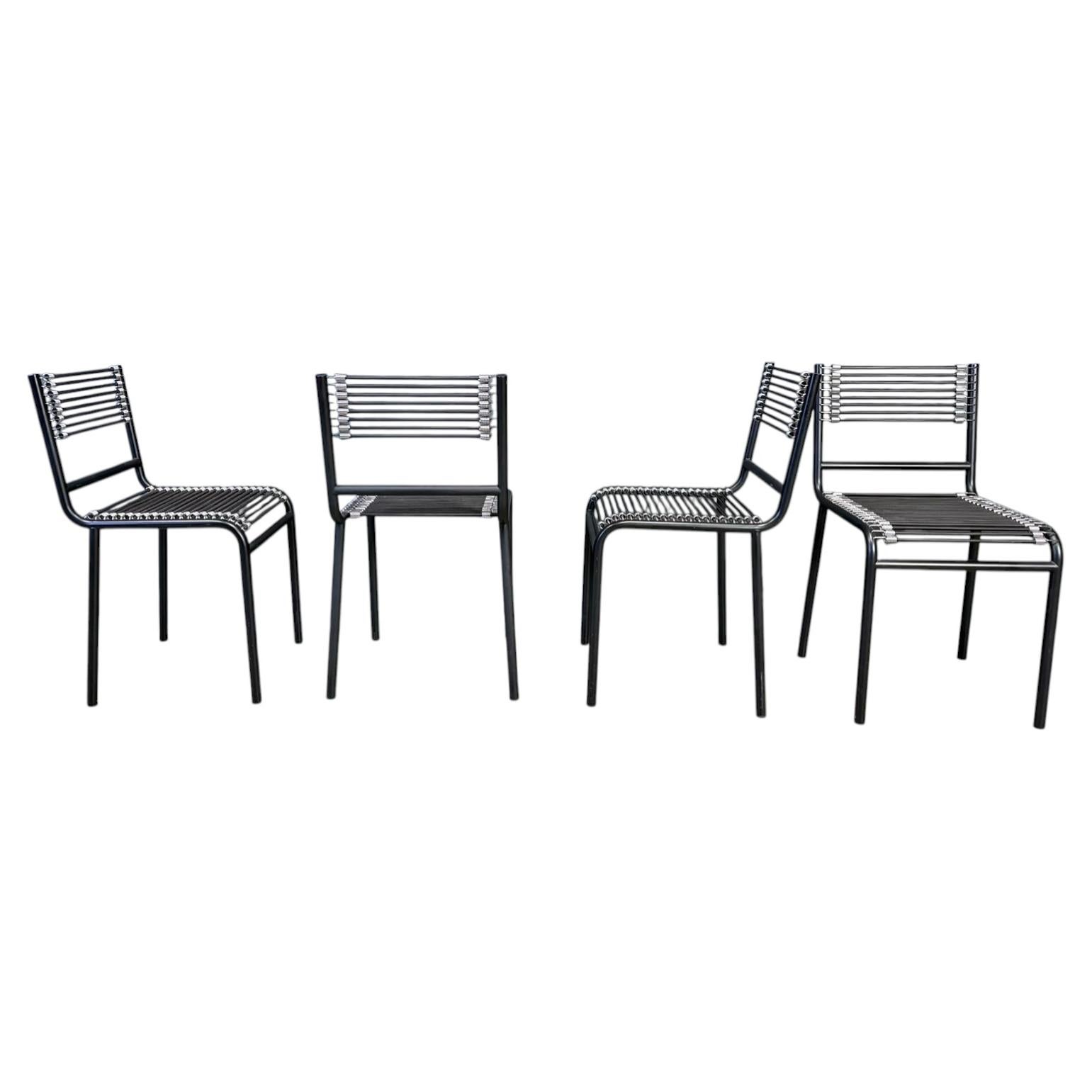 Set of 4 Sandow dining chairs by rene Herbst, 1980s For Sale