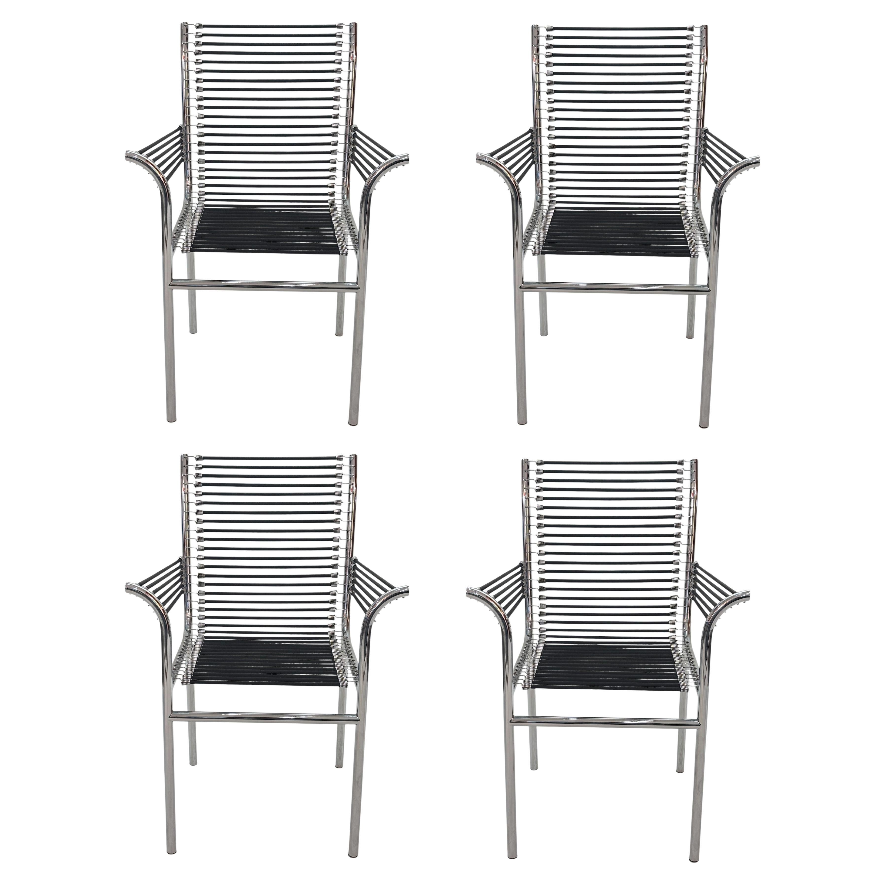 Set of 4 Sandows Chairs Black, René Herbst, 1929