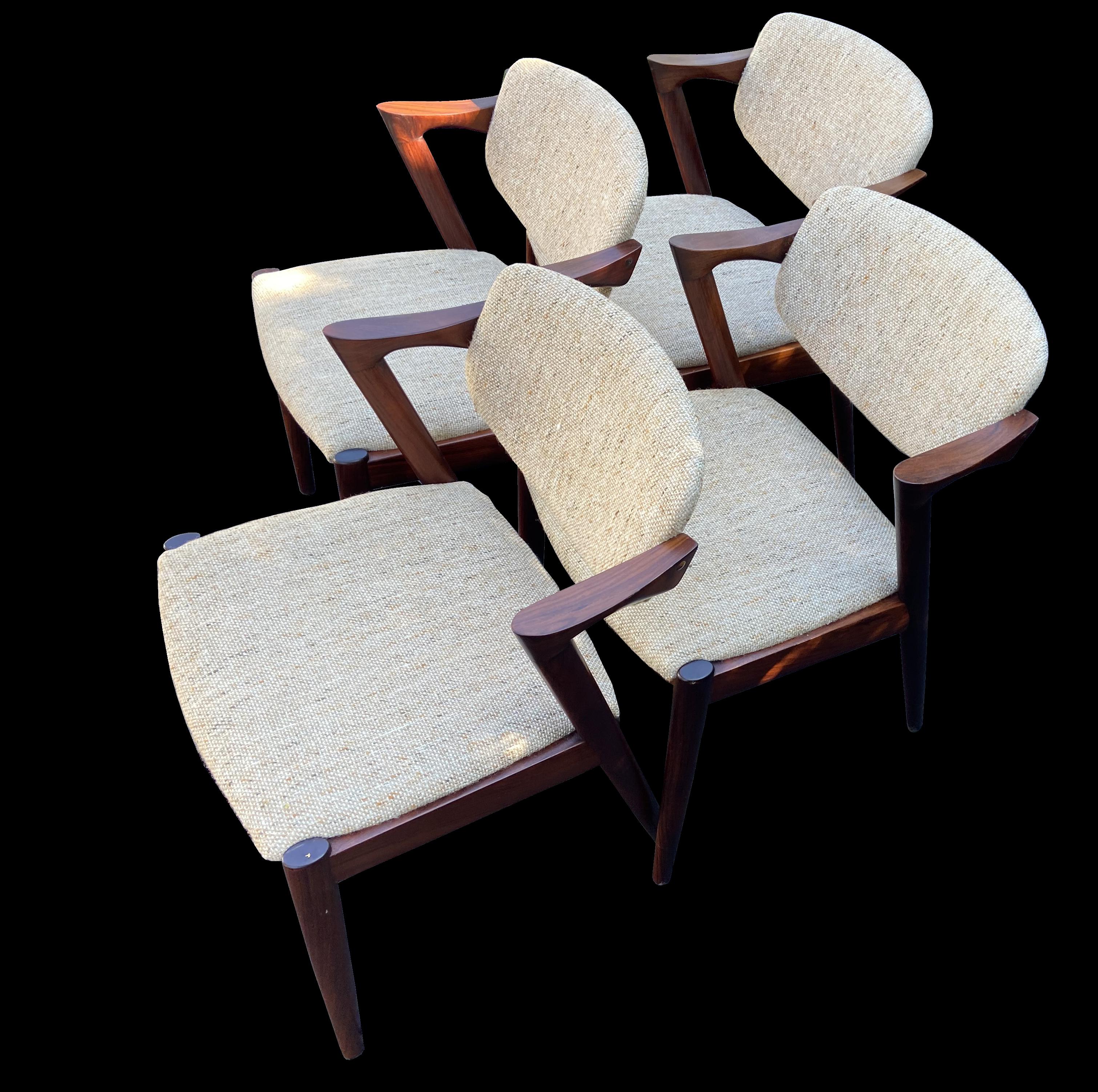 Danish Set of 4 Santos Rosewood Dining Chairs by Kai Kristiansen