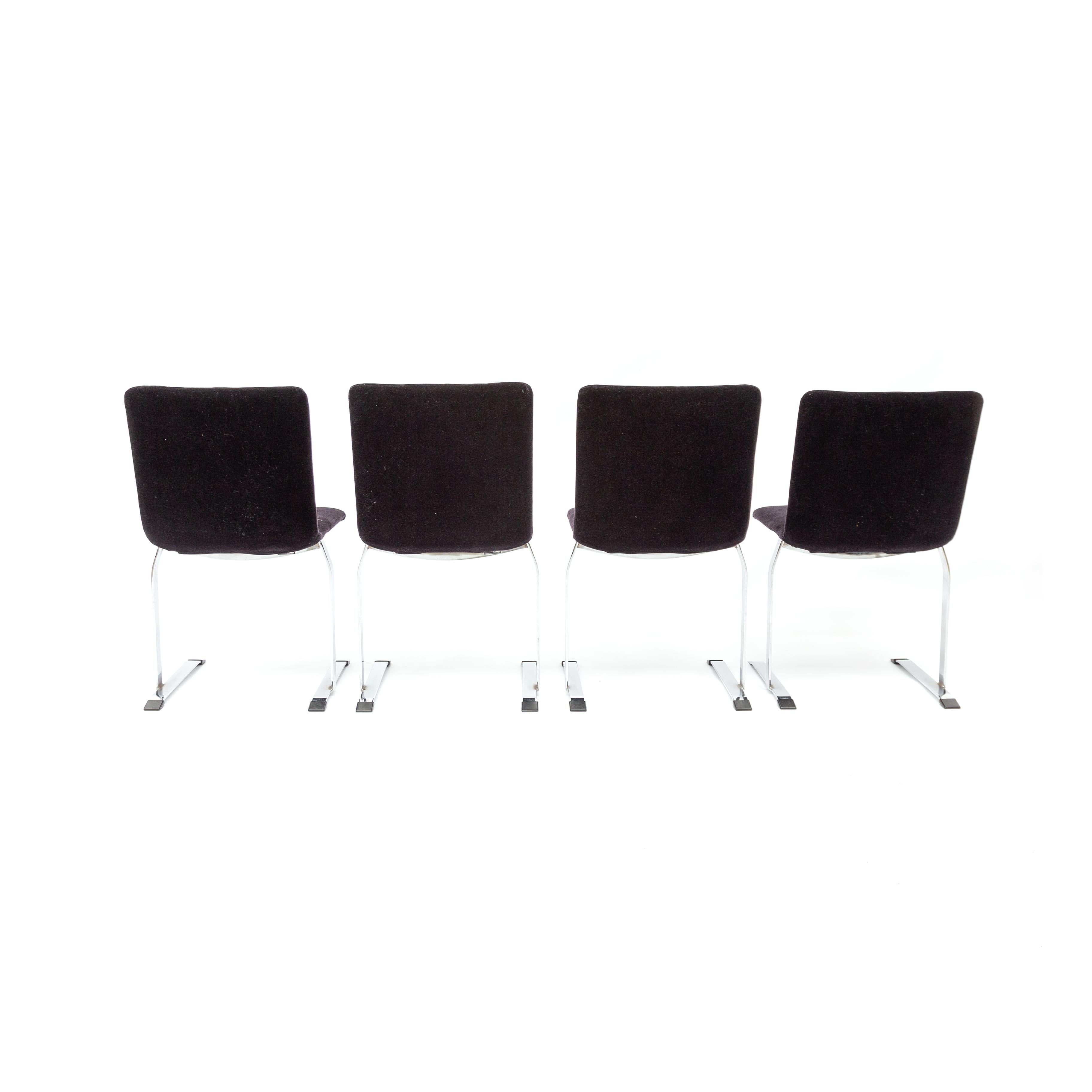 Mid-Century Modern Set of 4 Saporiti Dining Chairs by Giovanni Offredi, 1970s