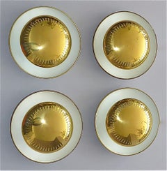 Set of 4 Sarfatti Stilnovo Ponti Style Italian Brass Flush Mount Sconces 1950s