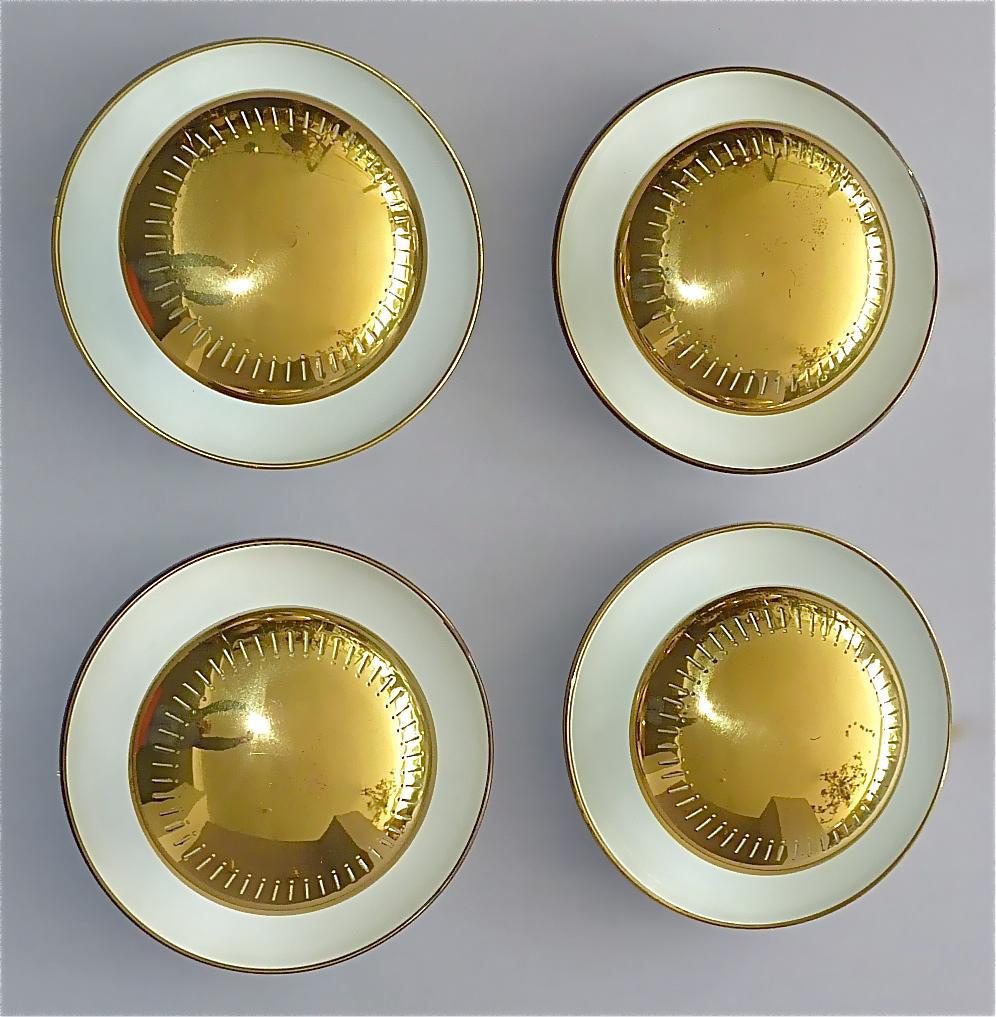 Set of 4 Sarfatti Stilnovo Ponti Style Italian Brass Flush Mount Sconces 1950s  For Sale 13