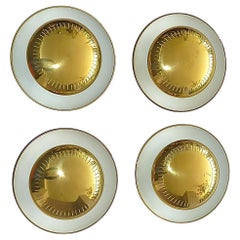 Set of 4 Sarfatti Stilnovo Ponti Style Italian Brass Flush Mount Sconces 1950s 