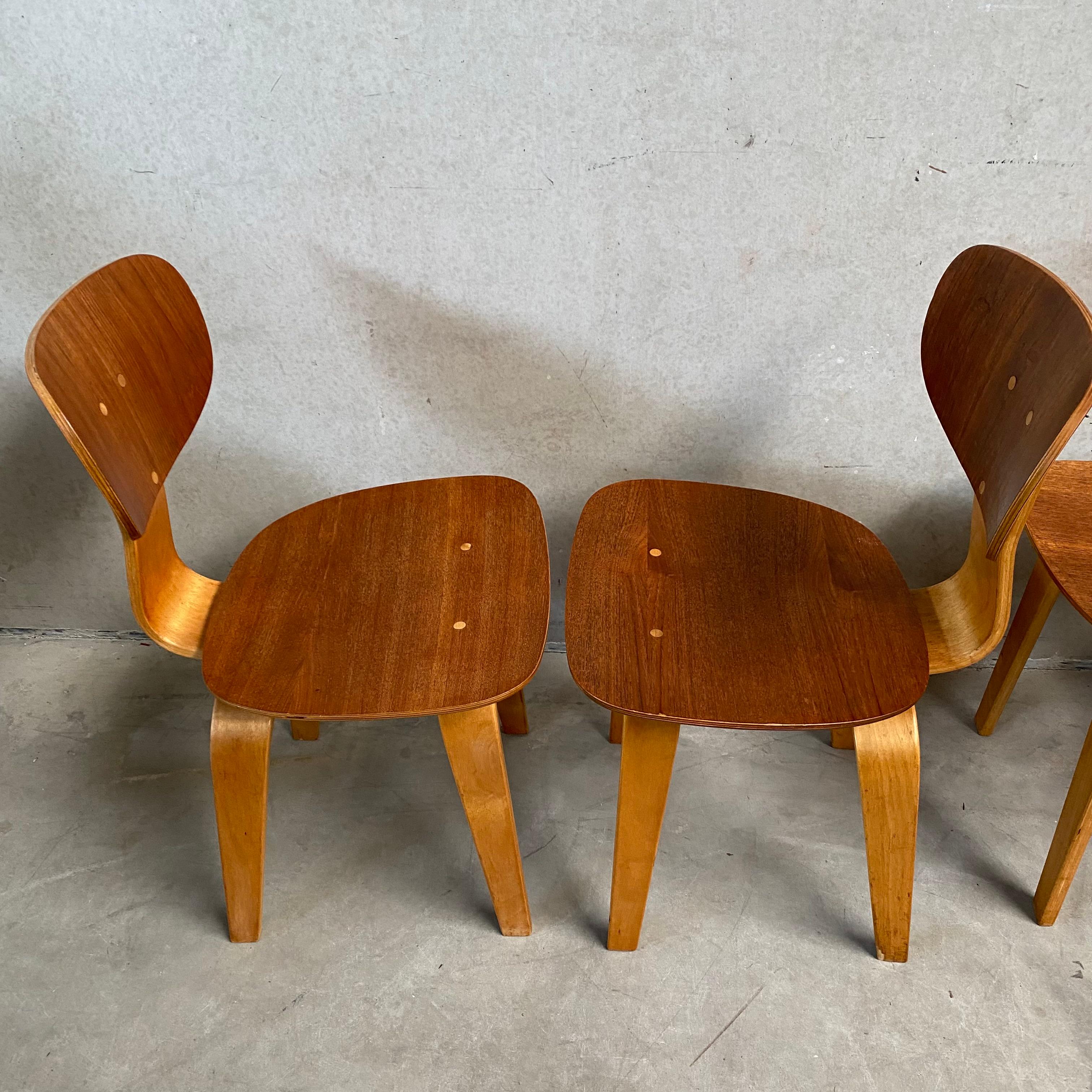 4 chaises de salle à manger SB02 à bout ouvert par Cees Braakman, Pays-Bas, 1950 en vente 3