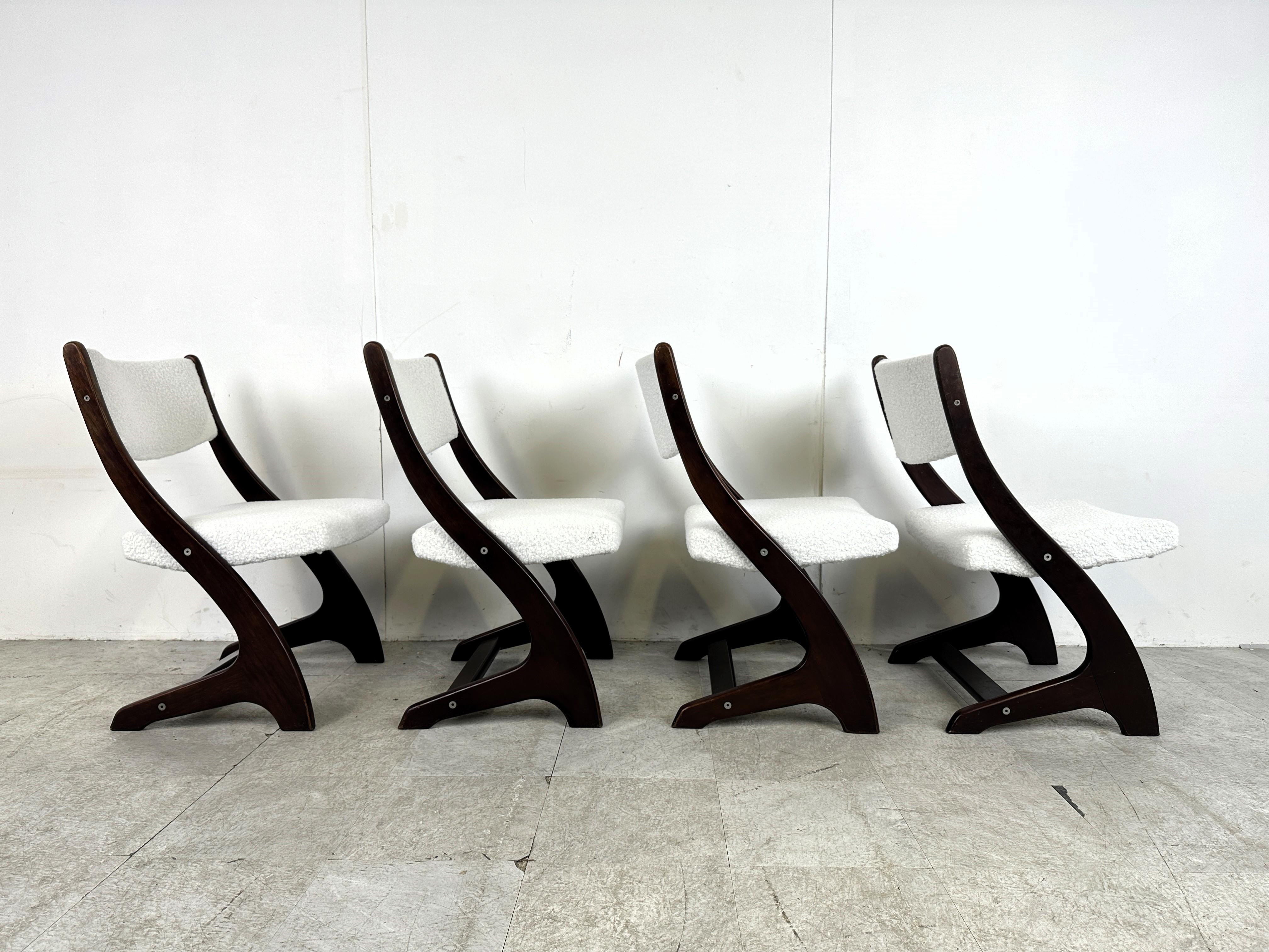 Danish Set of 4 scandinavian bouclé dining chairs, 1960s
