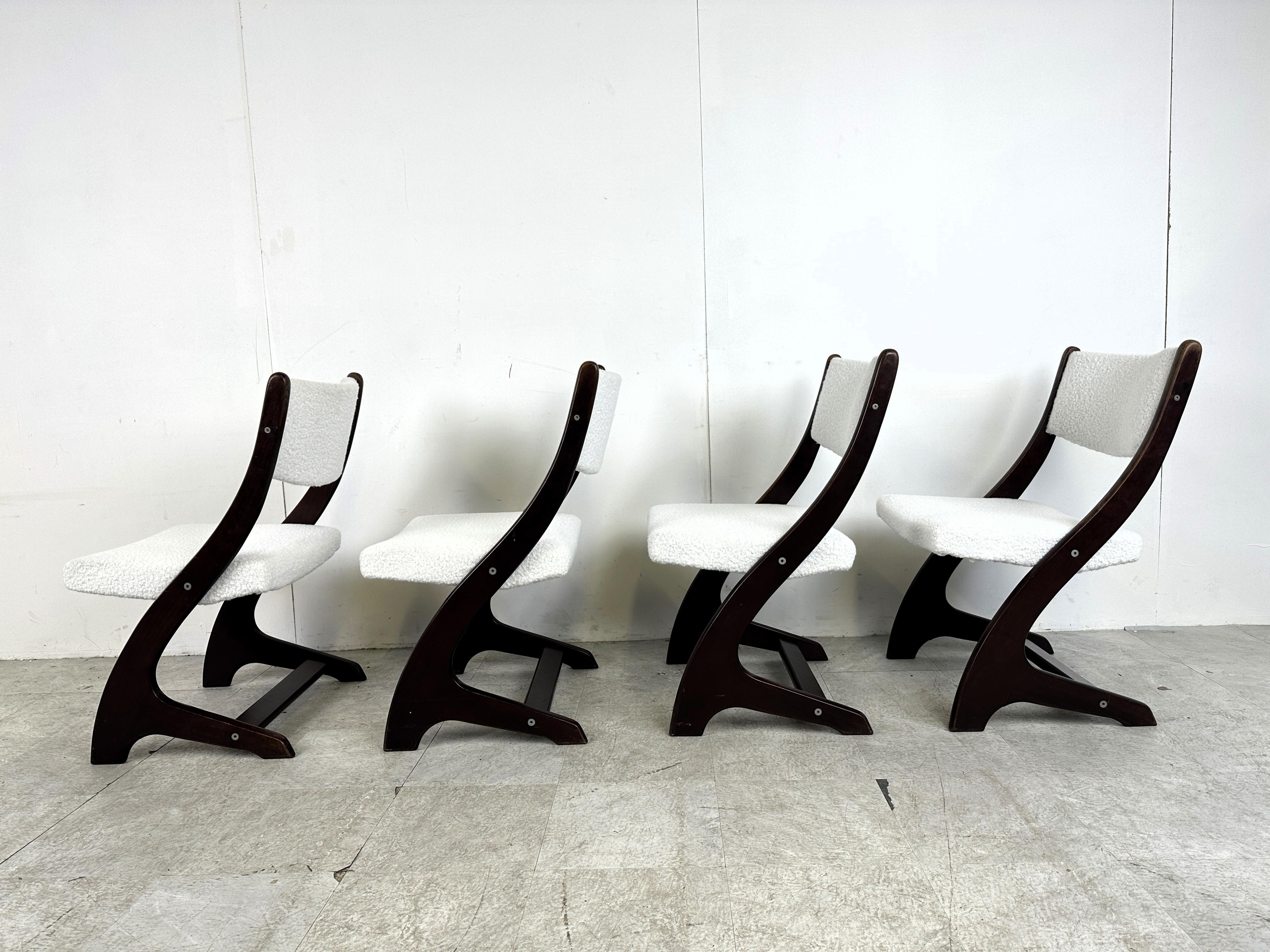 Mid-20th Century Set of 4 scandinavian bouclé dining chairs, 1960s