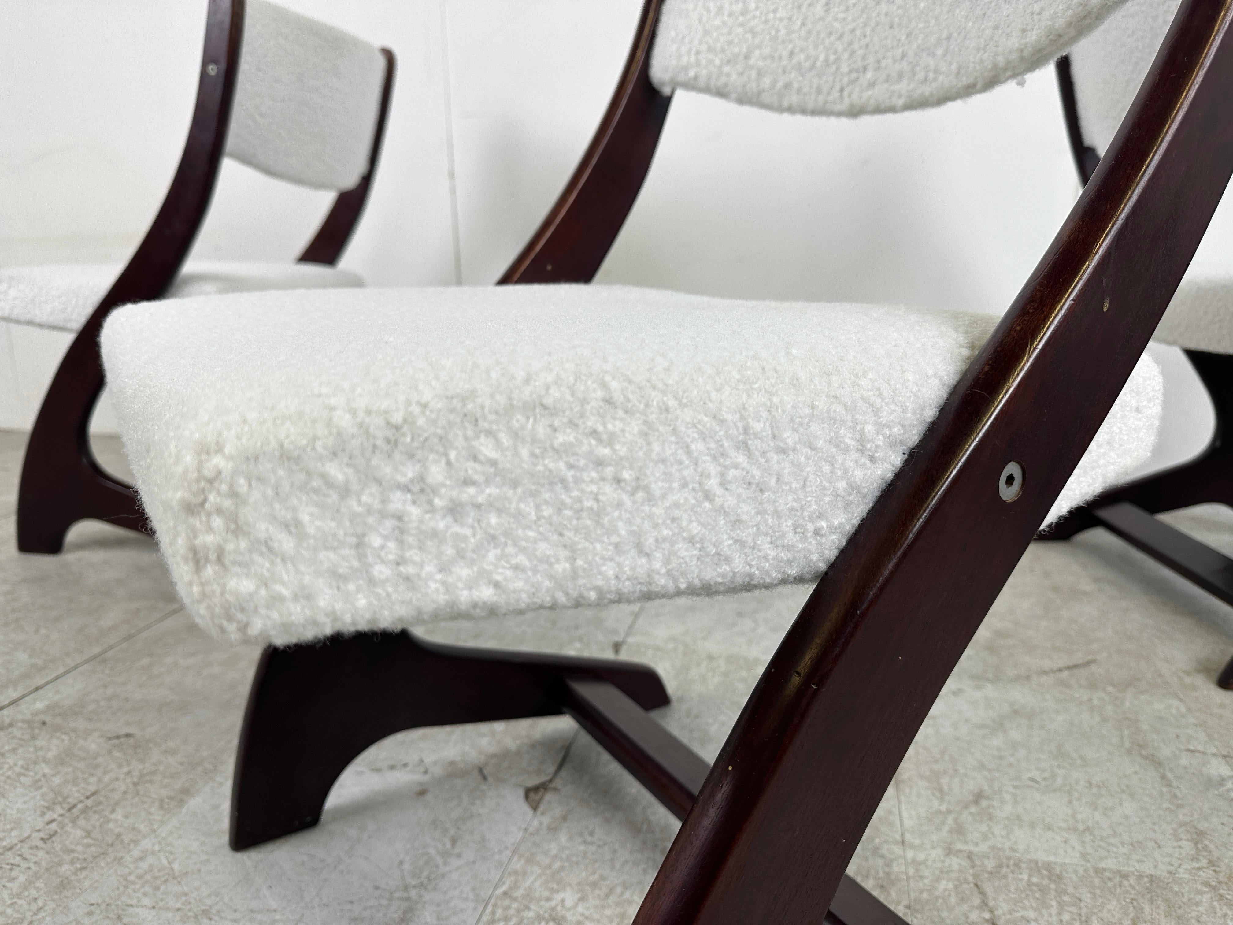 Set of 4 scandinavian bouclé dining chairs, 1960s 1