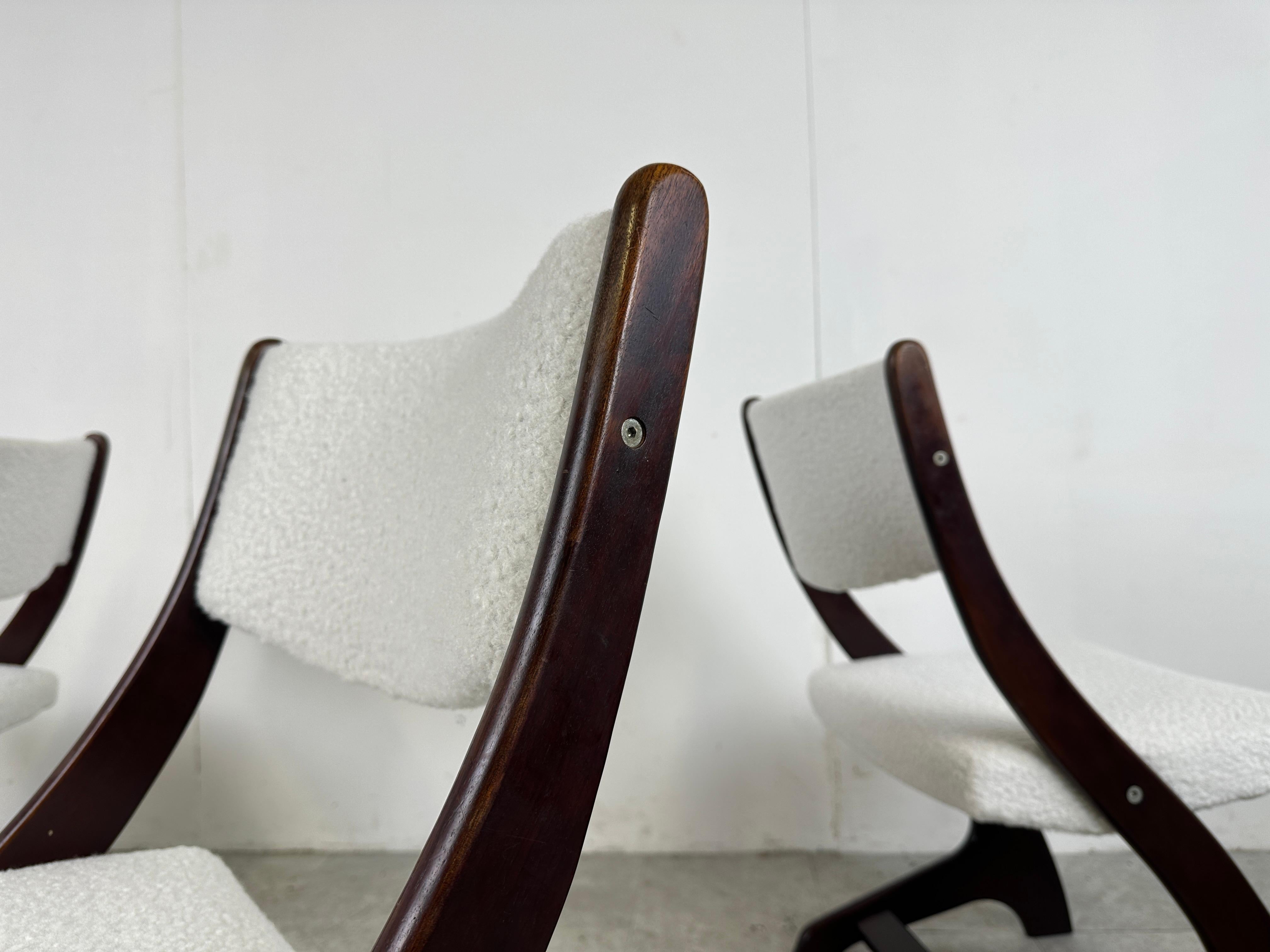 Set of 4 scandinavian bouclé dining chairs, 1960s 2