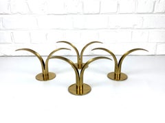 Set of 4 Scandinavian Brass Lily Candleholders Ivar Ålenius Björk Ystad Metall