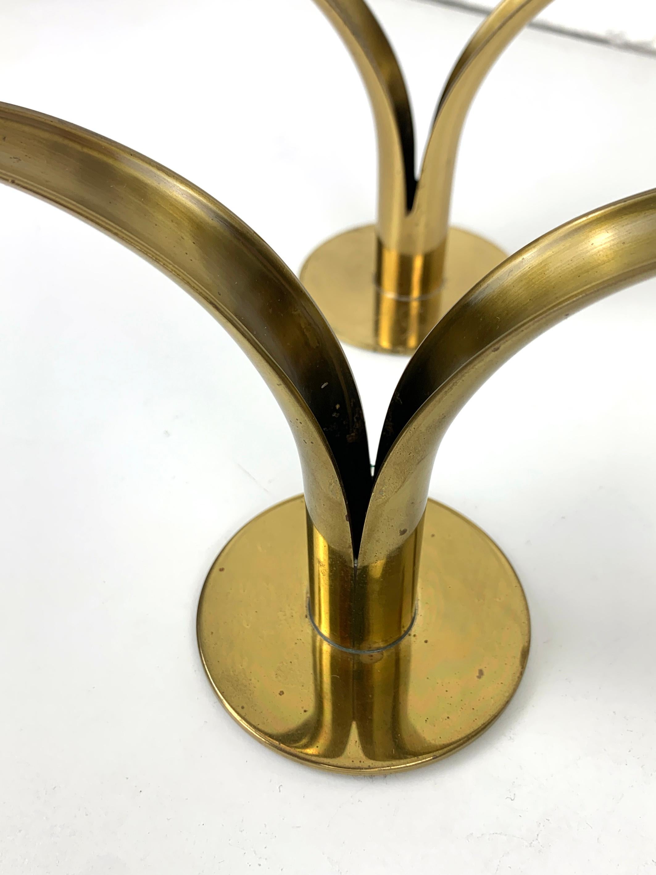 20th Century Set of 4 Scandinavian Brass Lily Candleholders Ivar Ålenius Björk Ystad Metall