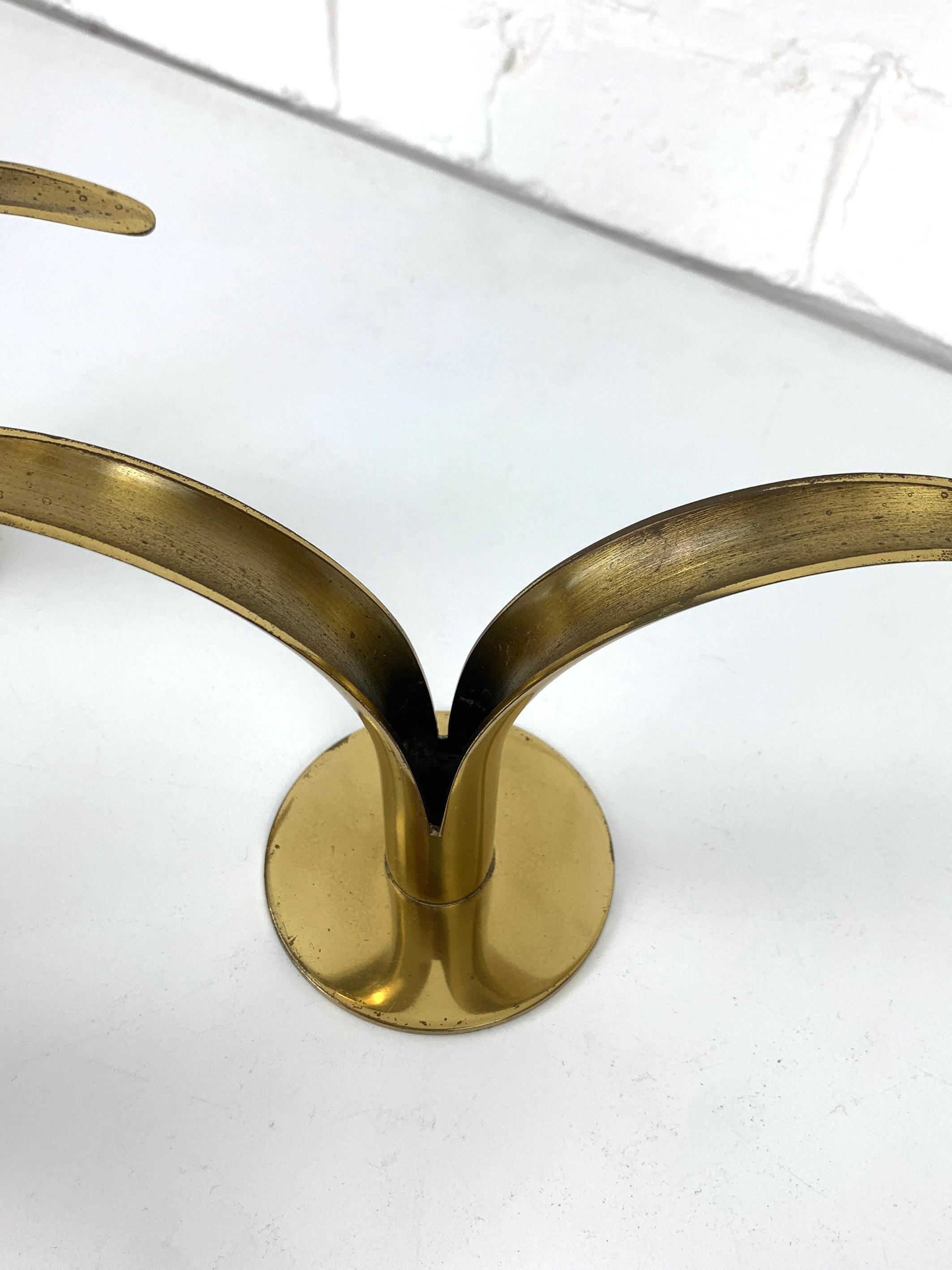 Set of 4 Scandinavian Brass Lily Candleholders Ivar Ålenius Björk Ystad Metall 1