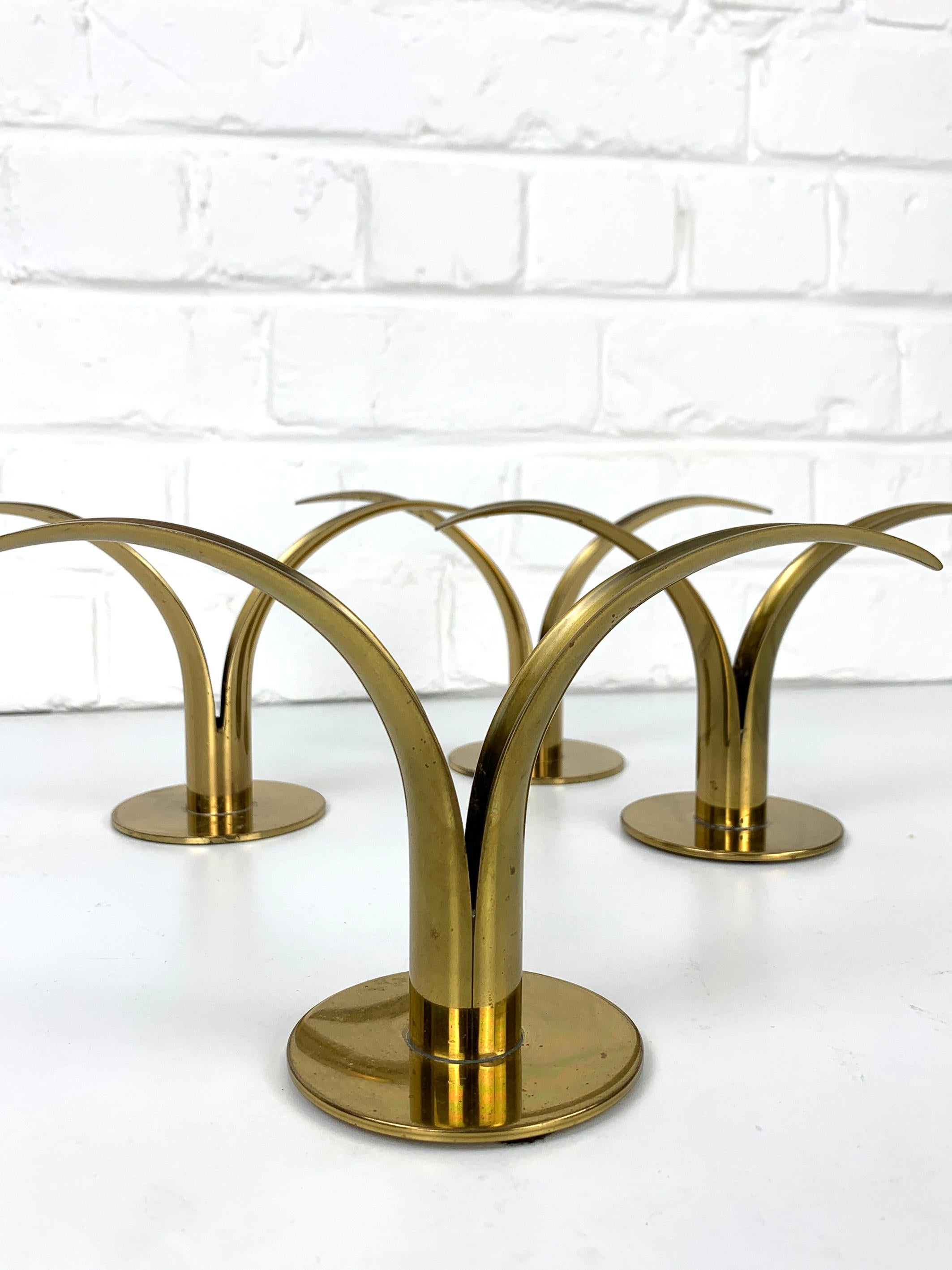 Set of 4 Scandinavian Brass Lily Candleholders Ivar Ålenius Björk Ystad Metall 3