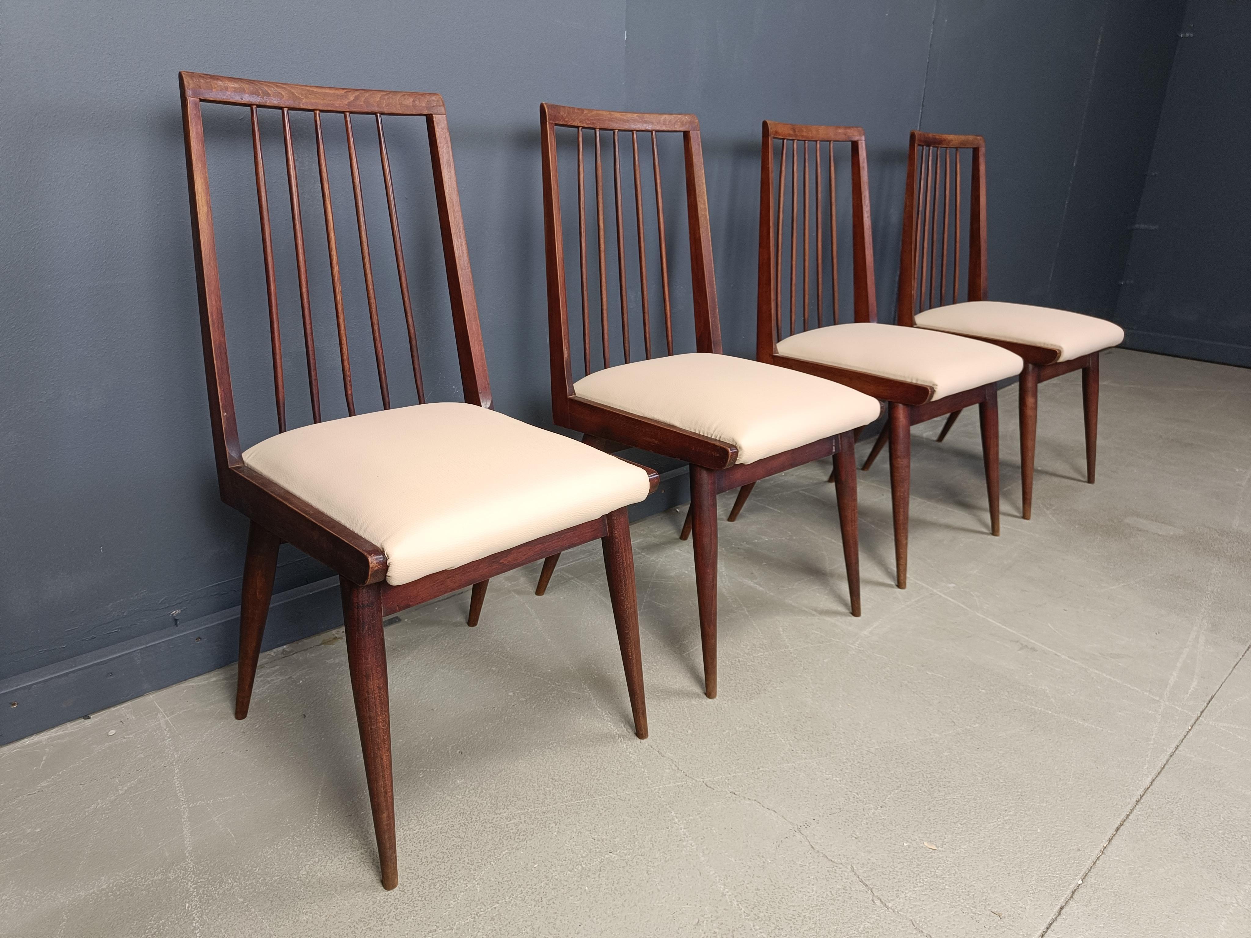 Metà XX secolo Set di 4 sedie da pranzo scandinave, anni '60 in vendita