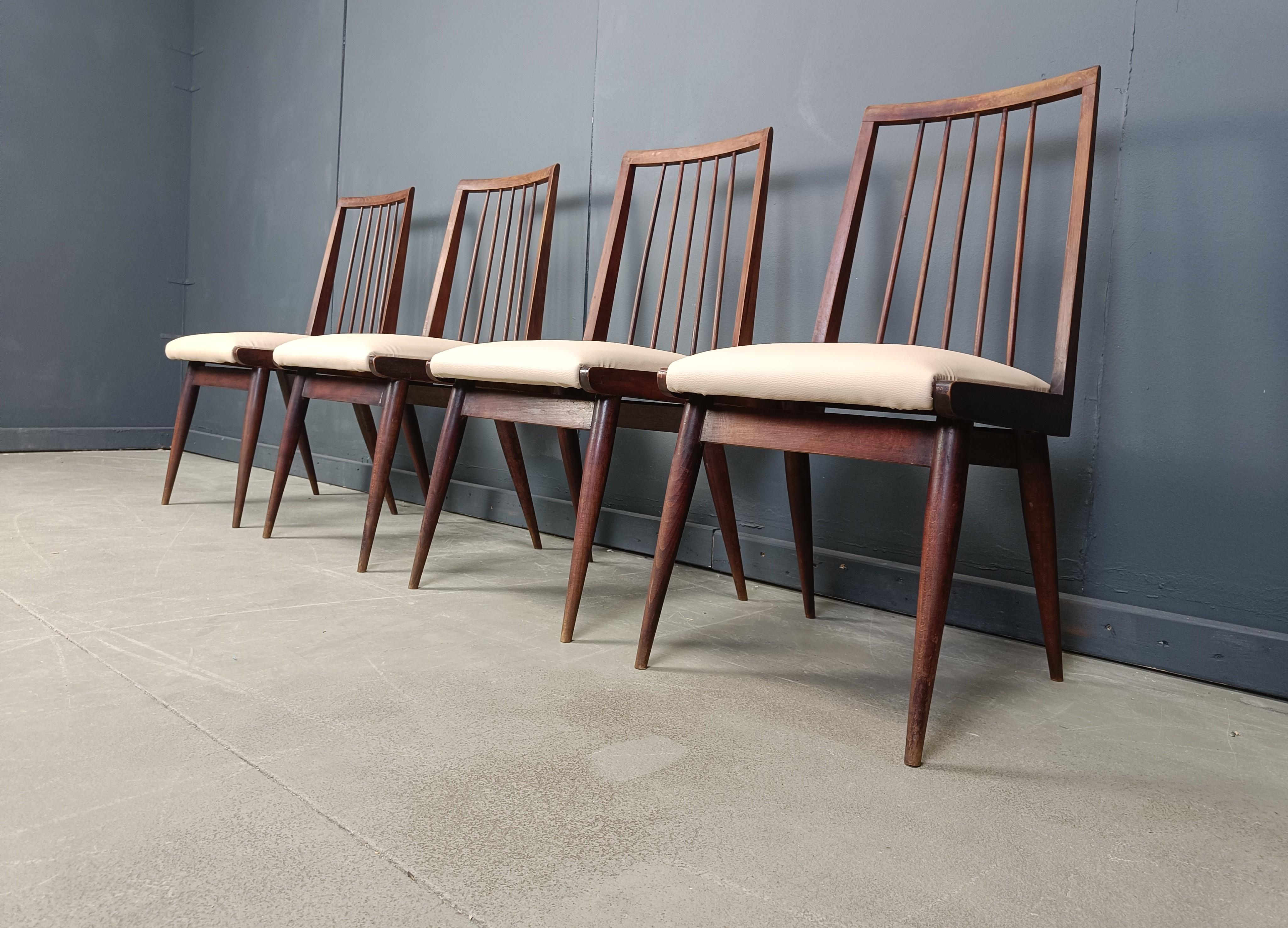Materiale sintetico Set di 4 sedie da pranzo scandinave, anni '60 in vendita