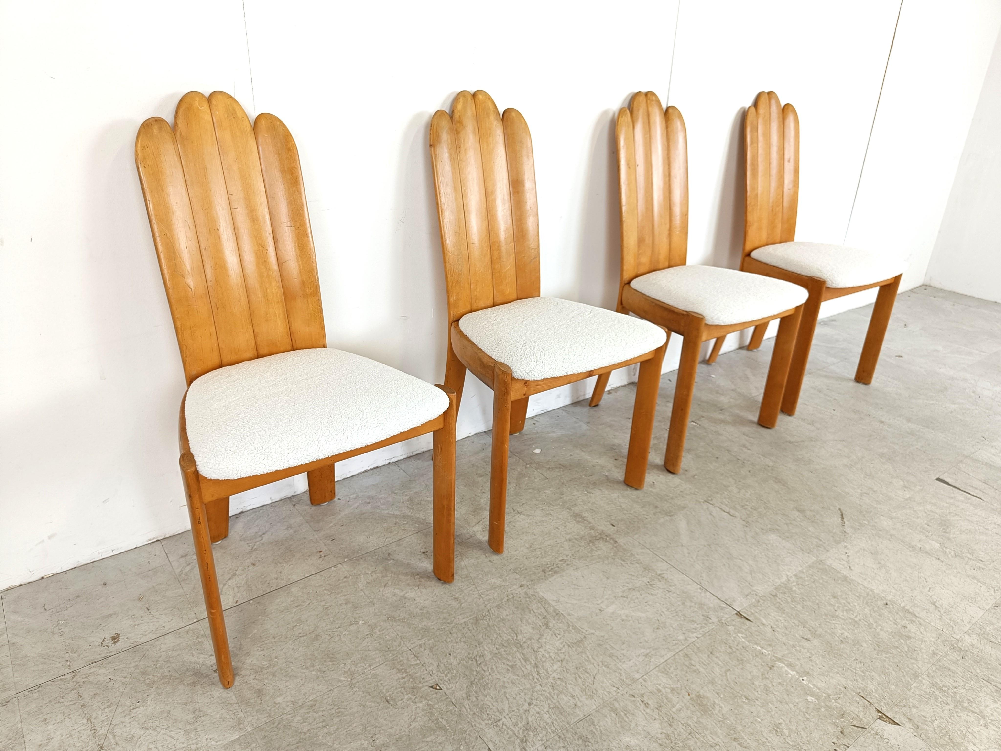 Bouclé Set of 4 scandinavian dining chairs by Vamdrup Stolefabrik, 1960s For Sale