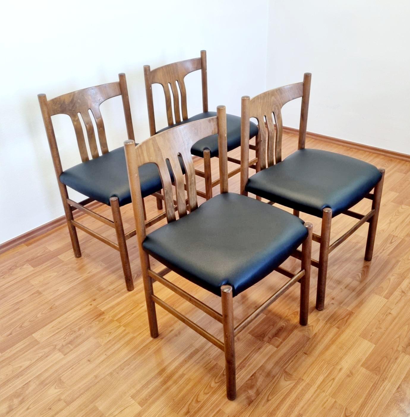 Satz von 4 skandinavischen Mid Century Esszimmerstühlen, Dänemark 60er Jahre im Angebot 5