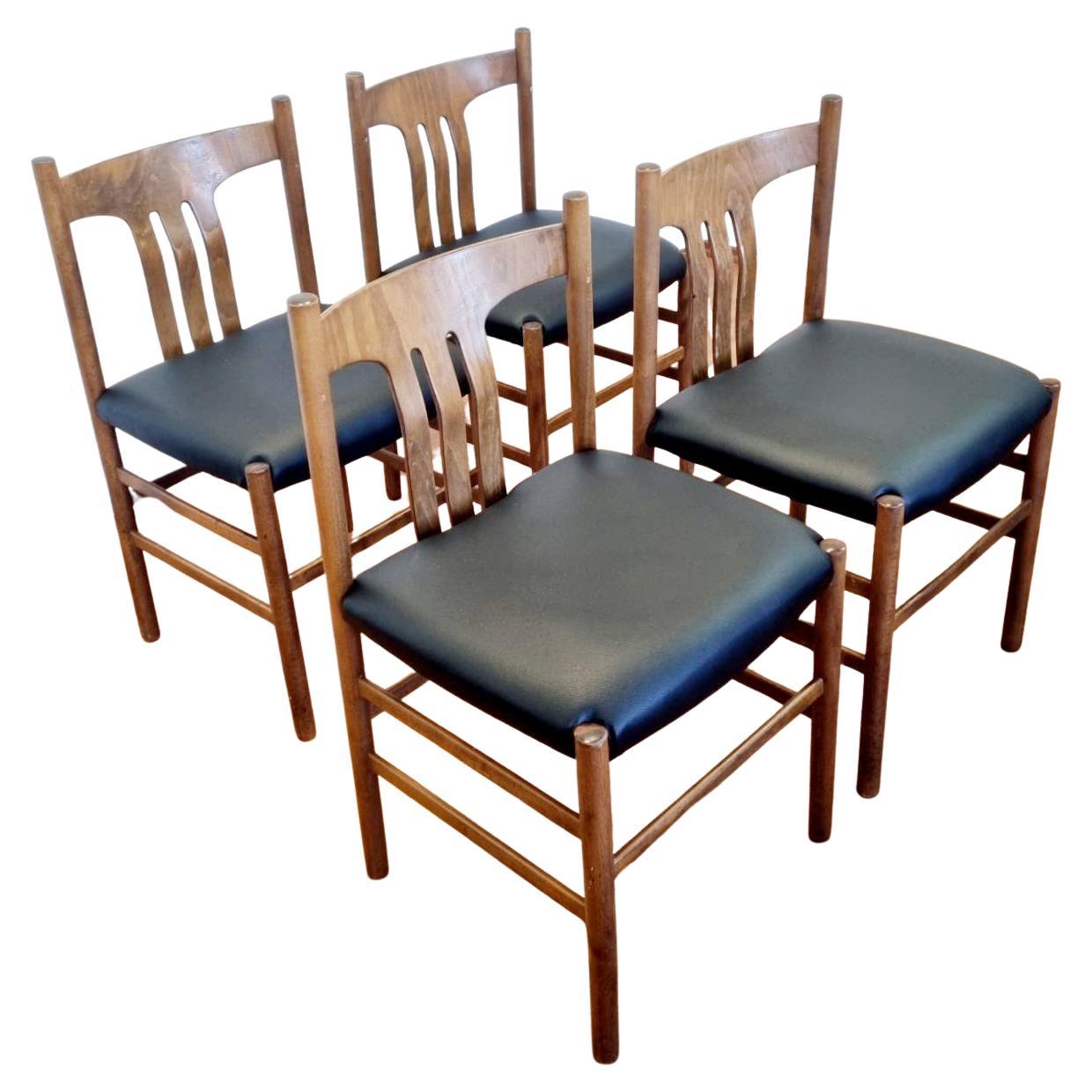 Set di 4 sedie da pranzo scandinave della metà del secolo scorso, Danimarca anni '60