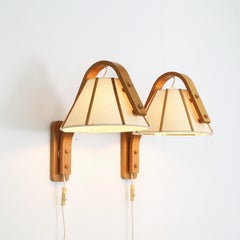 Set of 4 Beech Wood Wall Lamps by Jan Wickelgren for Aneta, Sweden, 1970s