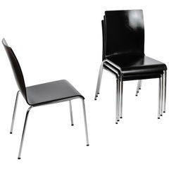 Juego de 4 sillas de comedor escandinavas modernas Poro S de haya, Made in Switzerland