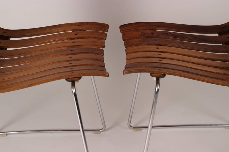 Norwegian Scandinavian Modern Rosewood Dining Chairs by Hans Brattrud For Sale