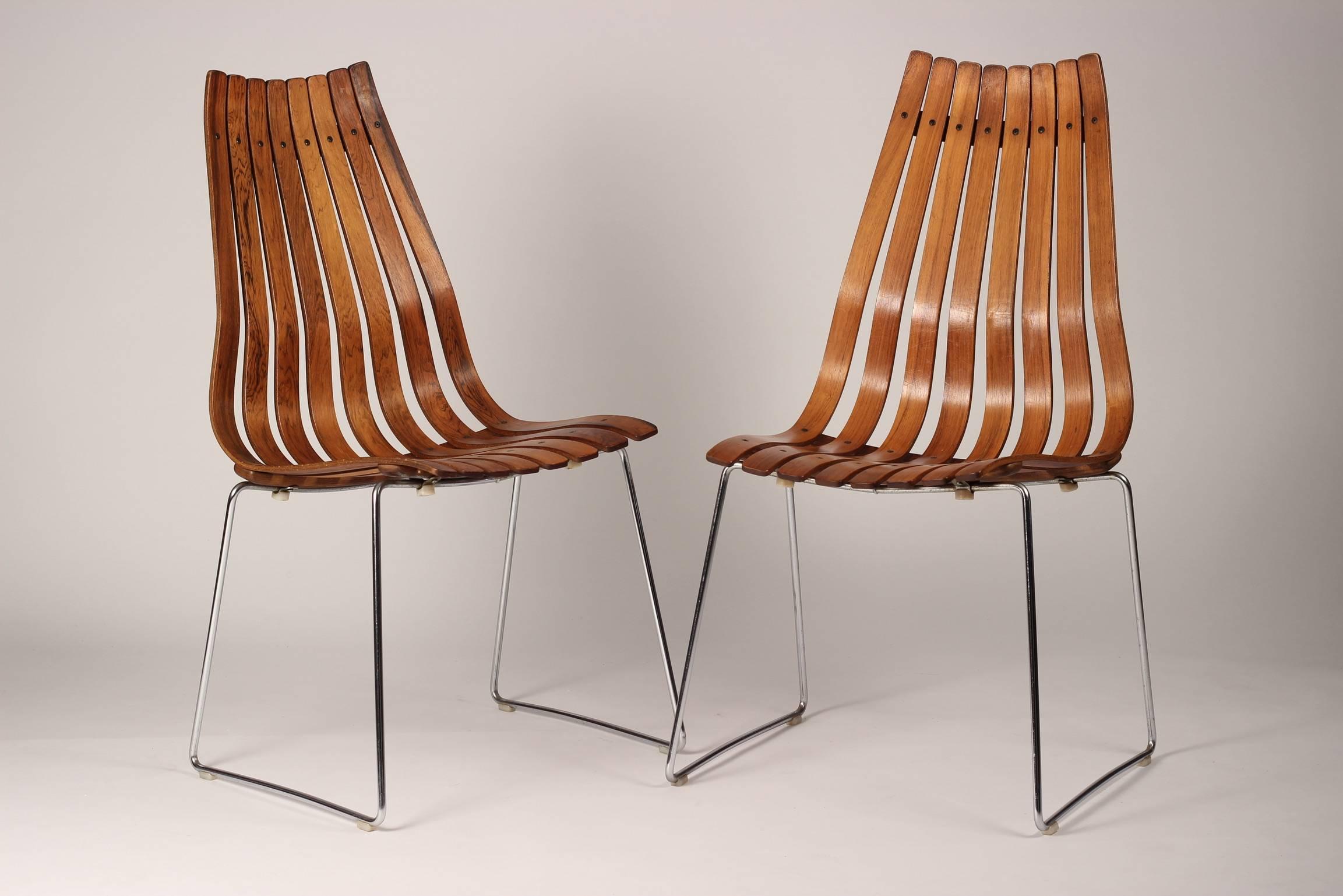 Norwegian Mid Century Modern Rosewood Dining Chairs by Hans Brattrud for Hove Møbler 