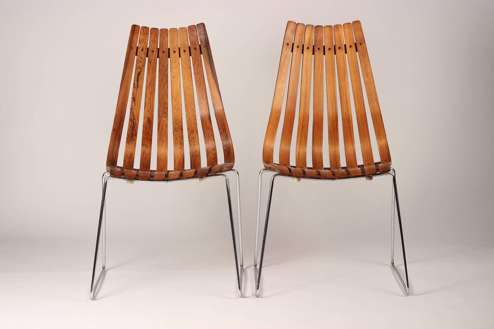 Mid Century Modern Rosewood Dining Chairs by Hans Brattrud for Hove Møbler  In Good Condition In London, GB