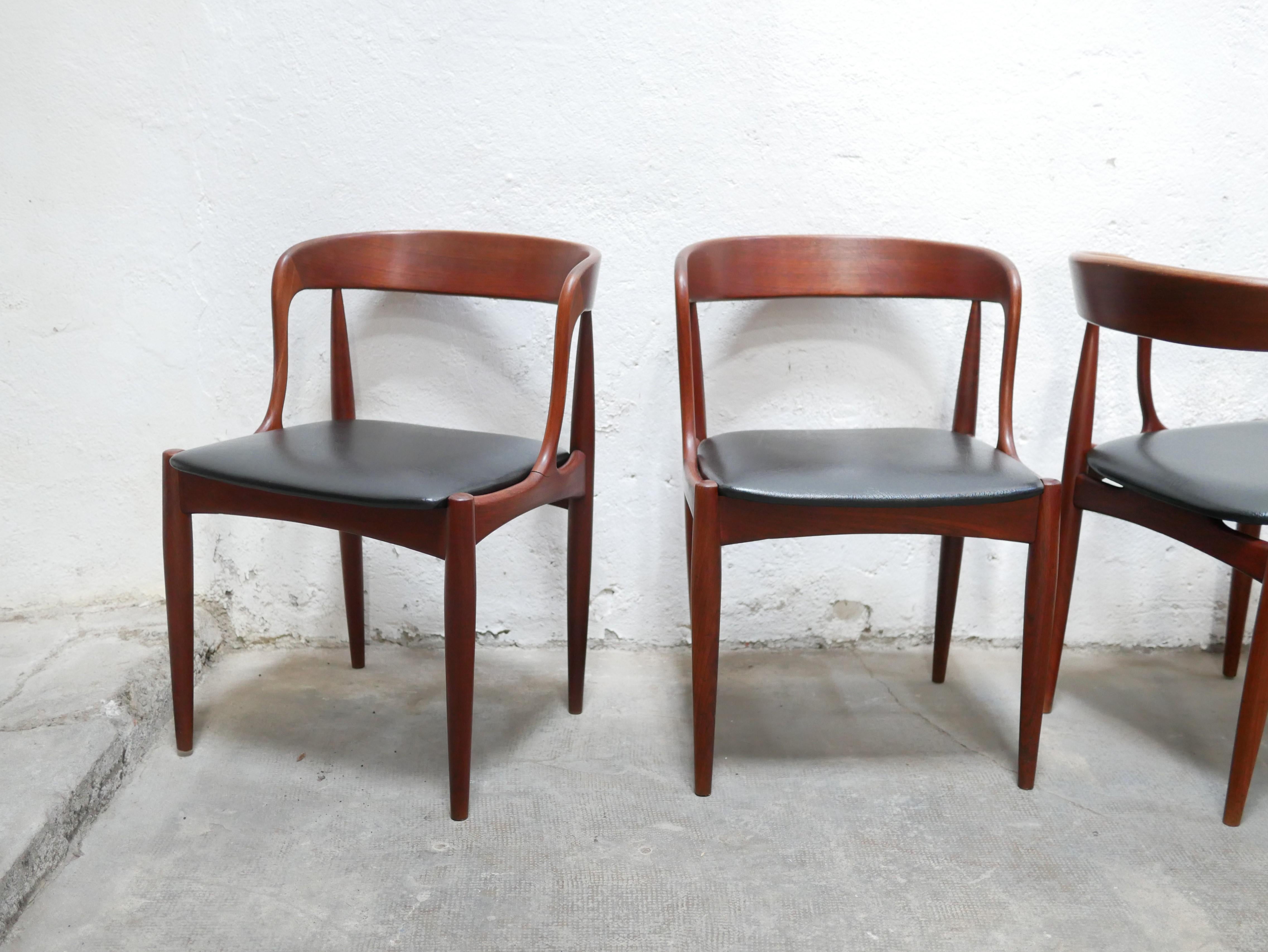 Ensemble de 4 chaises scandinaves en teck de J. Andersen pour Uldum Mobelfabrik en vente 11